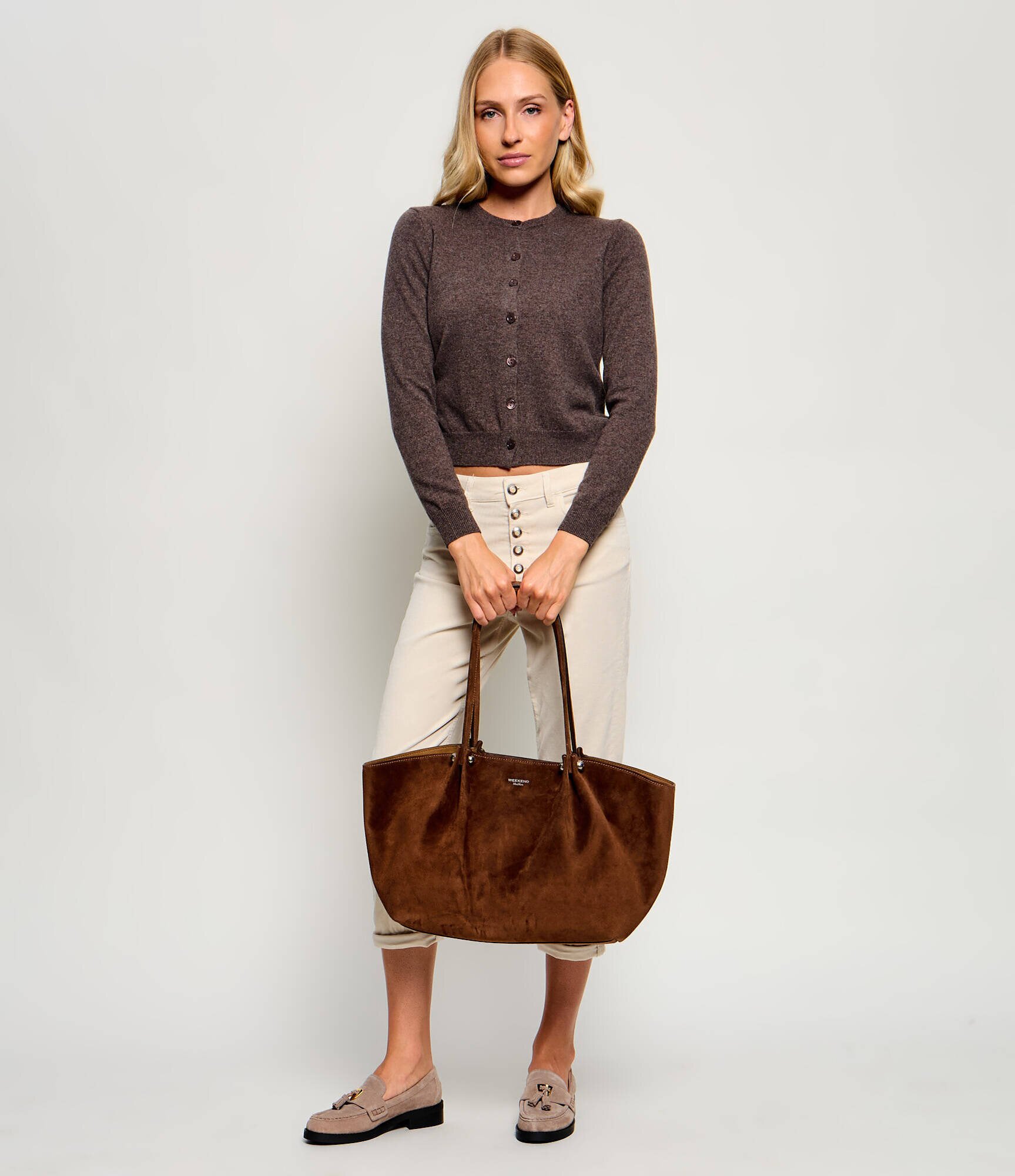 Weekend MaxMara Geantă shopper + borsetă Wkapesi | piele întoarsă