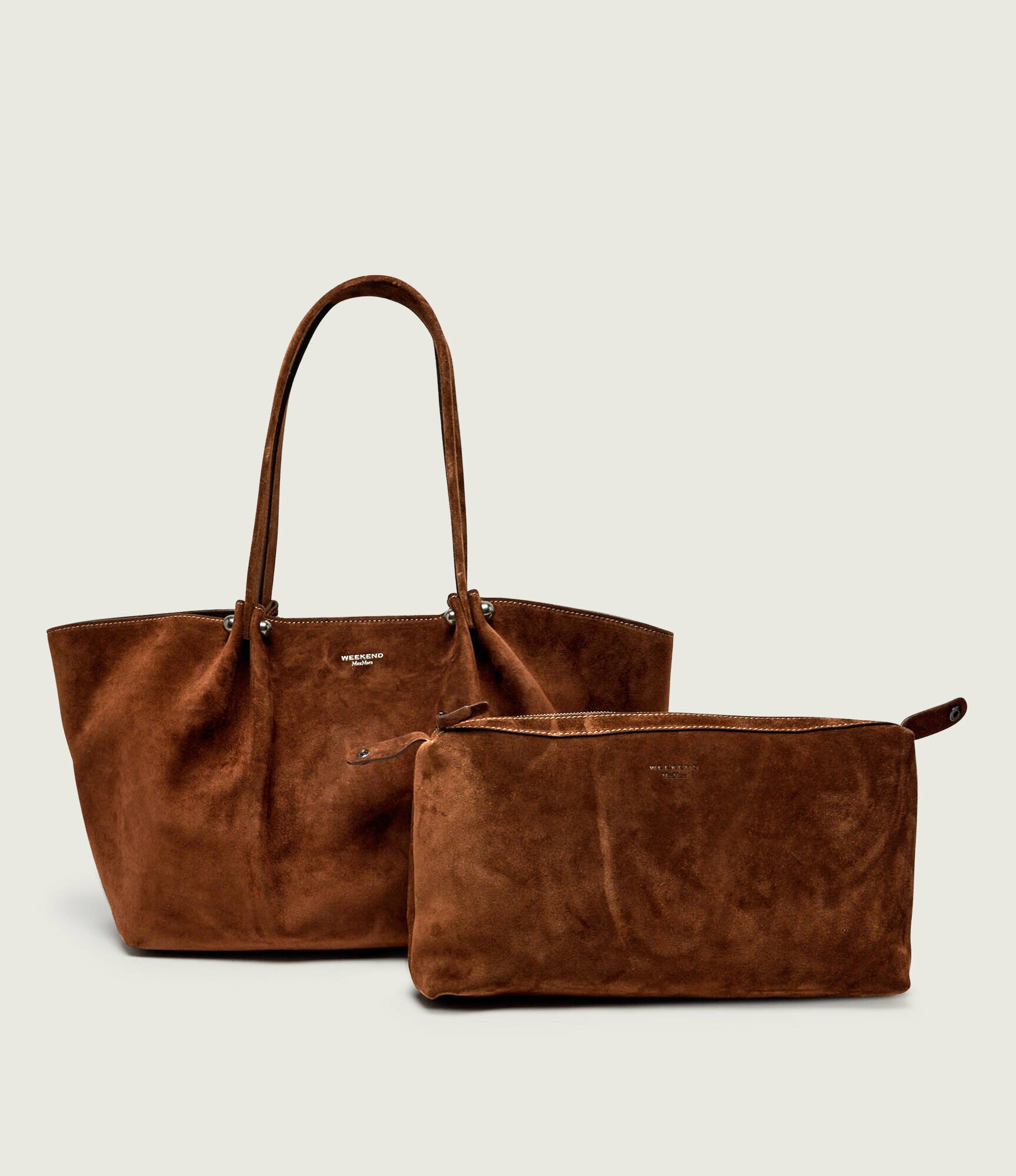 Weekend MaxMara Geantă shopper + borsetă Wkapesi | piele întoarsă