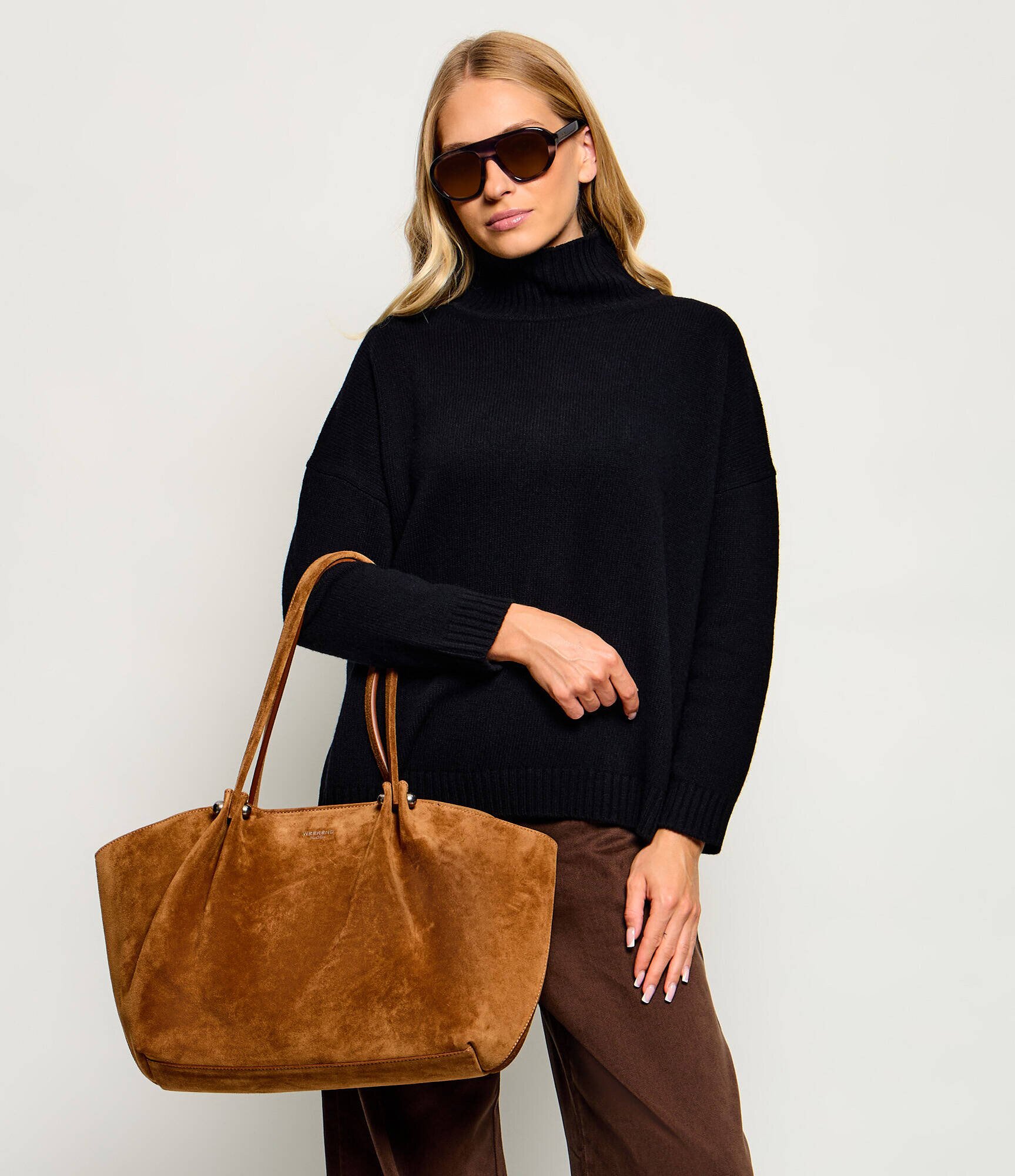 Weekend MaxMara Geantă shopper + borsetă Wkapesi | piele întoarsă