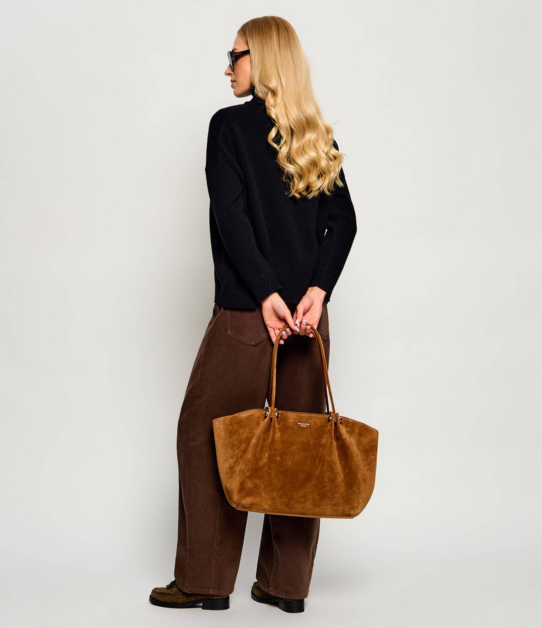 Weekend MaxMara Geantă shopper + borsetă Wkapesi | piele întoarsă