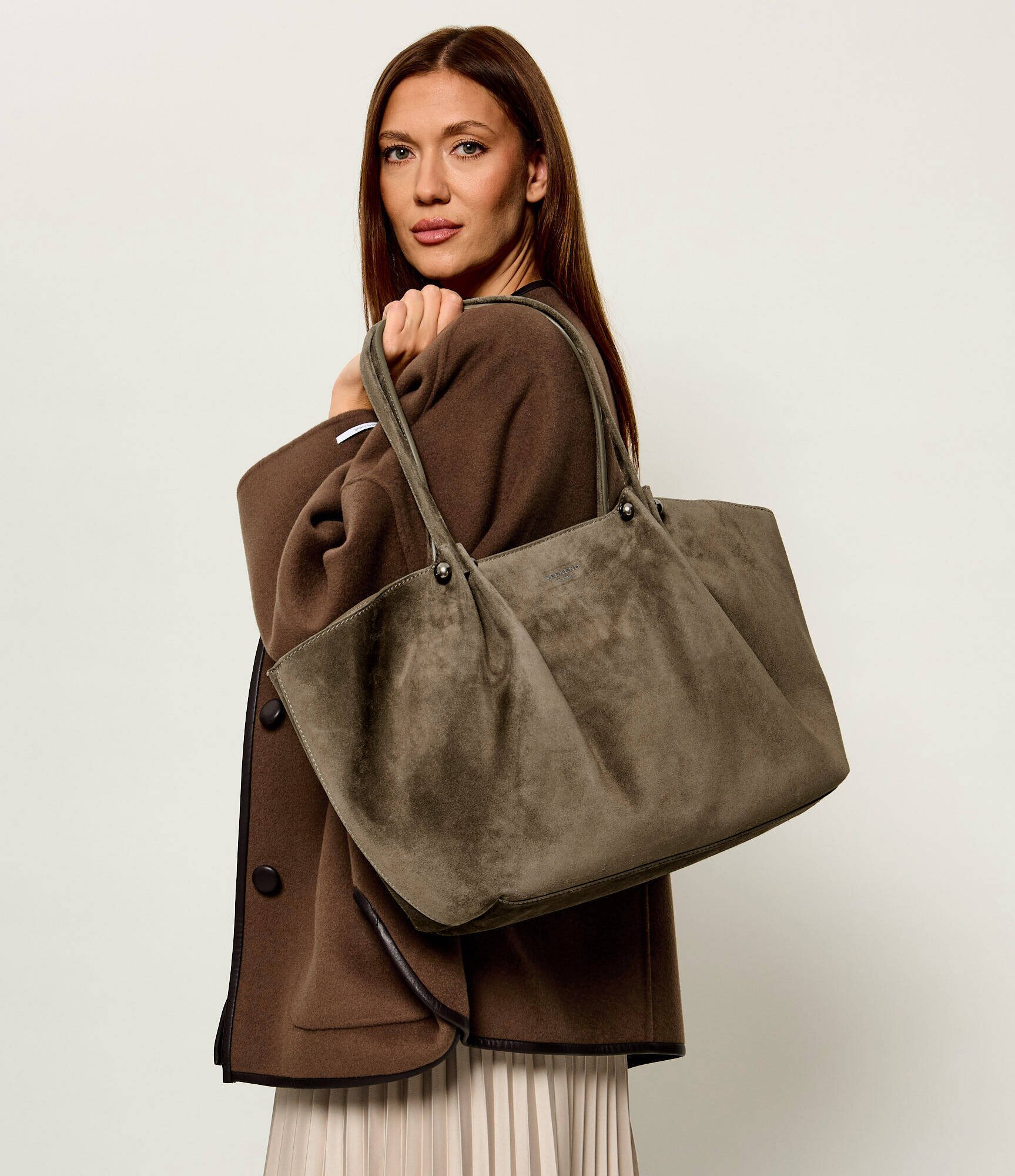 Weekend MaxMara Geantă shopper + borsetă Wkapesi | piele întoarsă