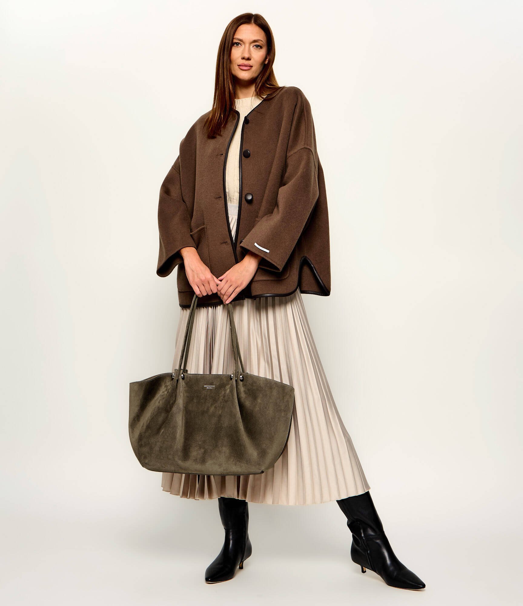 Weekend MaxMara Geantă shopper + borsetă Wkapesi | piele întoarsă