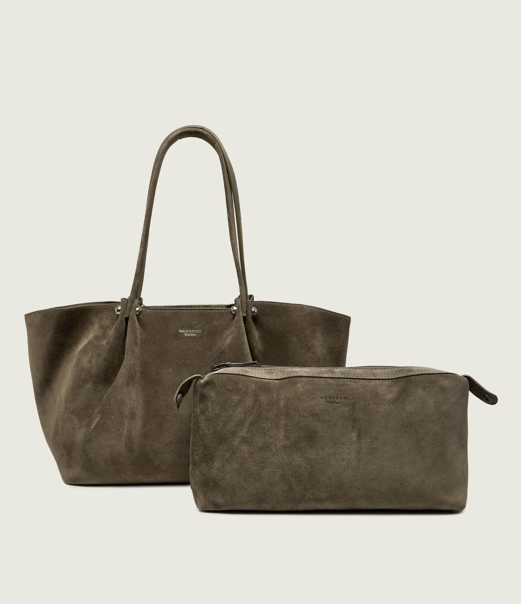 Weekend MaxMara Geantă shopper + borsetă Wkapesi | piele întoarsă
