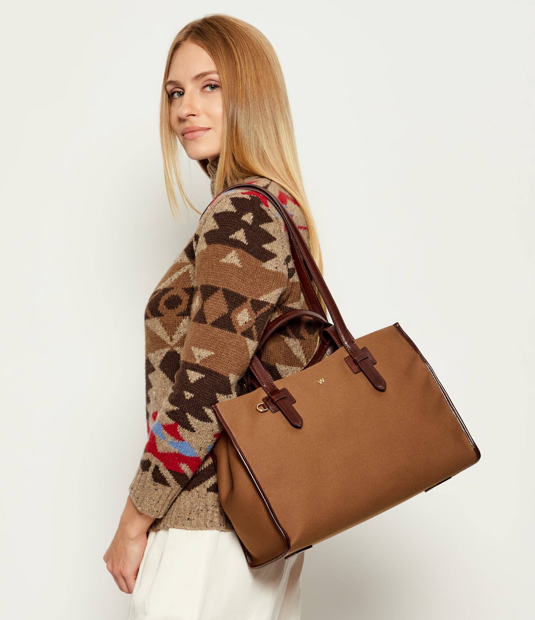 Weekend MaxMara Geantă shopper Gianna cu adaos de piele