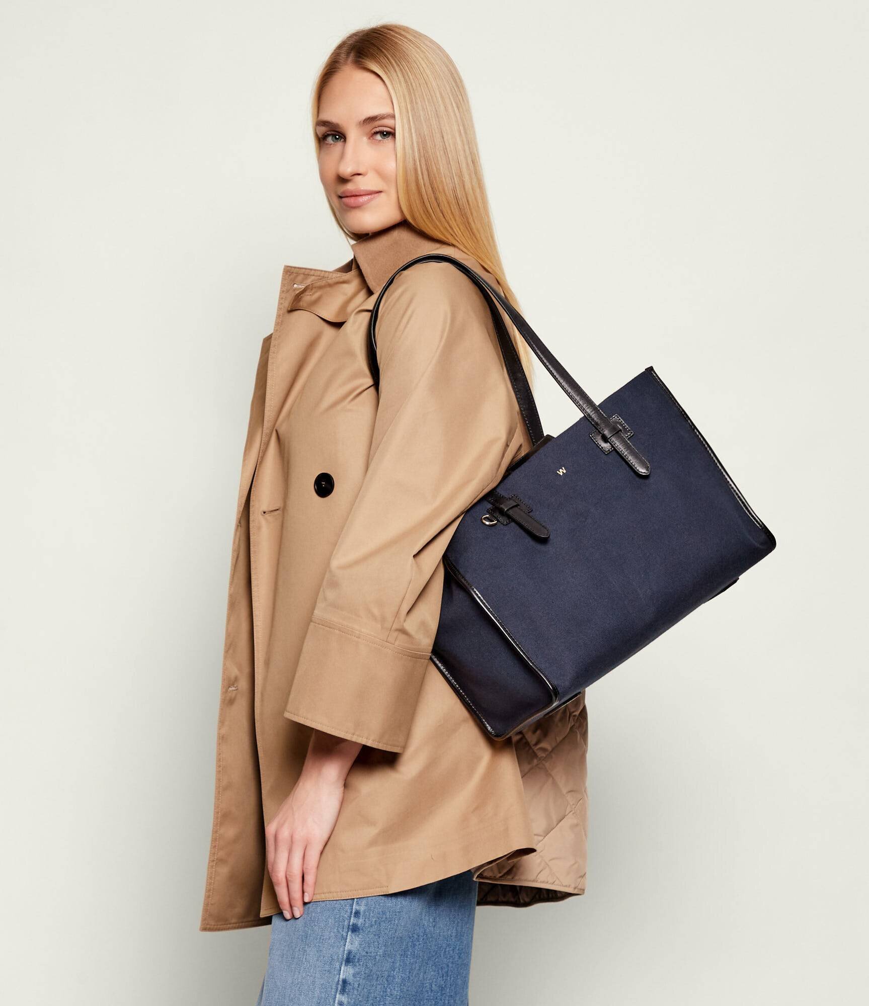 Weekend MaxMara Geantă shopper WKACANDORE cu adaos de piele