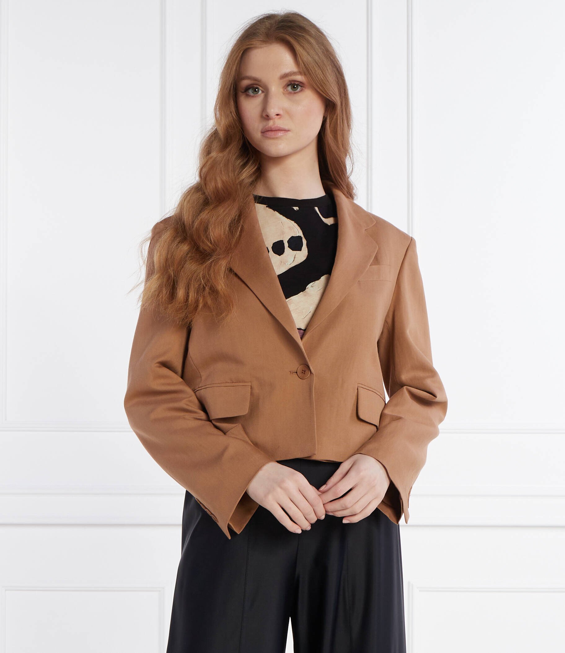 Weekend MaxMara Jachetă | Cropped Fit | cu adaos de in