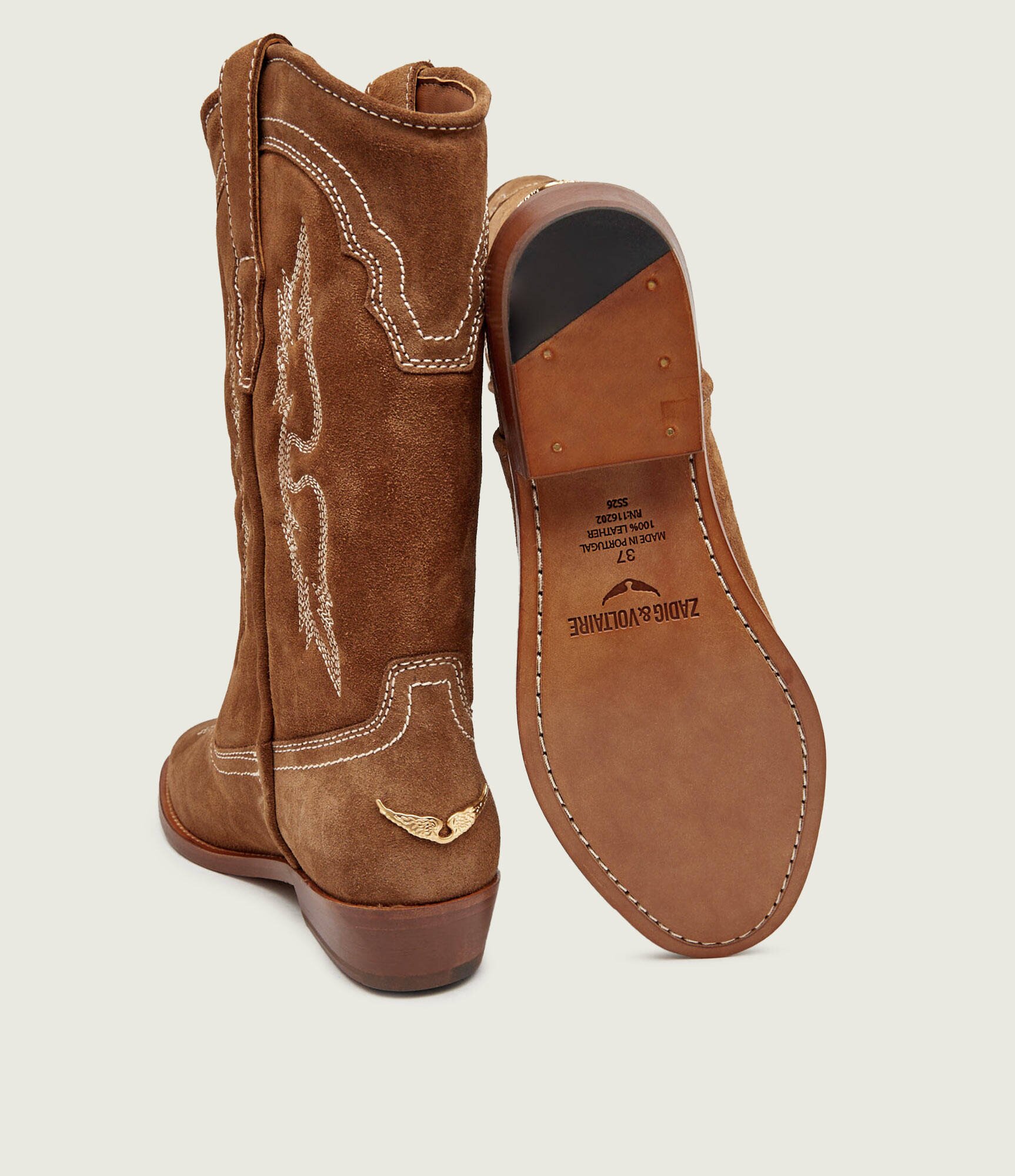 Zadig & Voltaire Cizme cowboy Western Tex | piele întoarsă