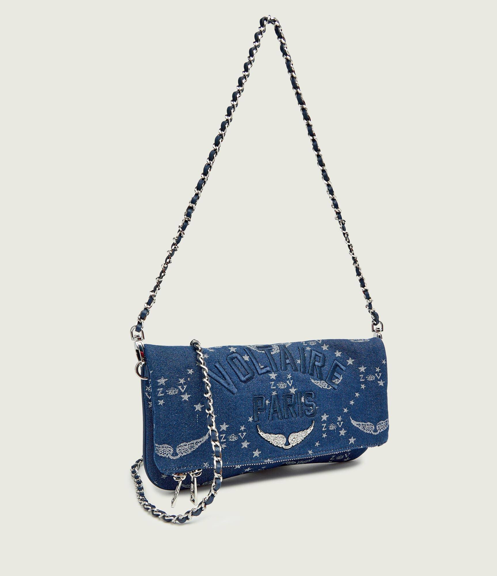 Zadig & Voltaire De blugi geantă pe umăr ROCK DENIM MONOGRAM