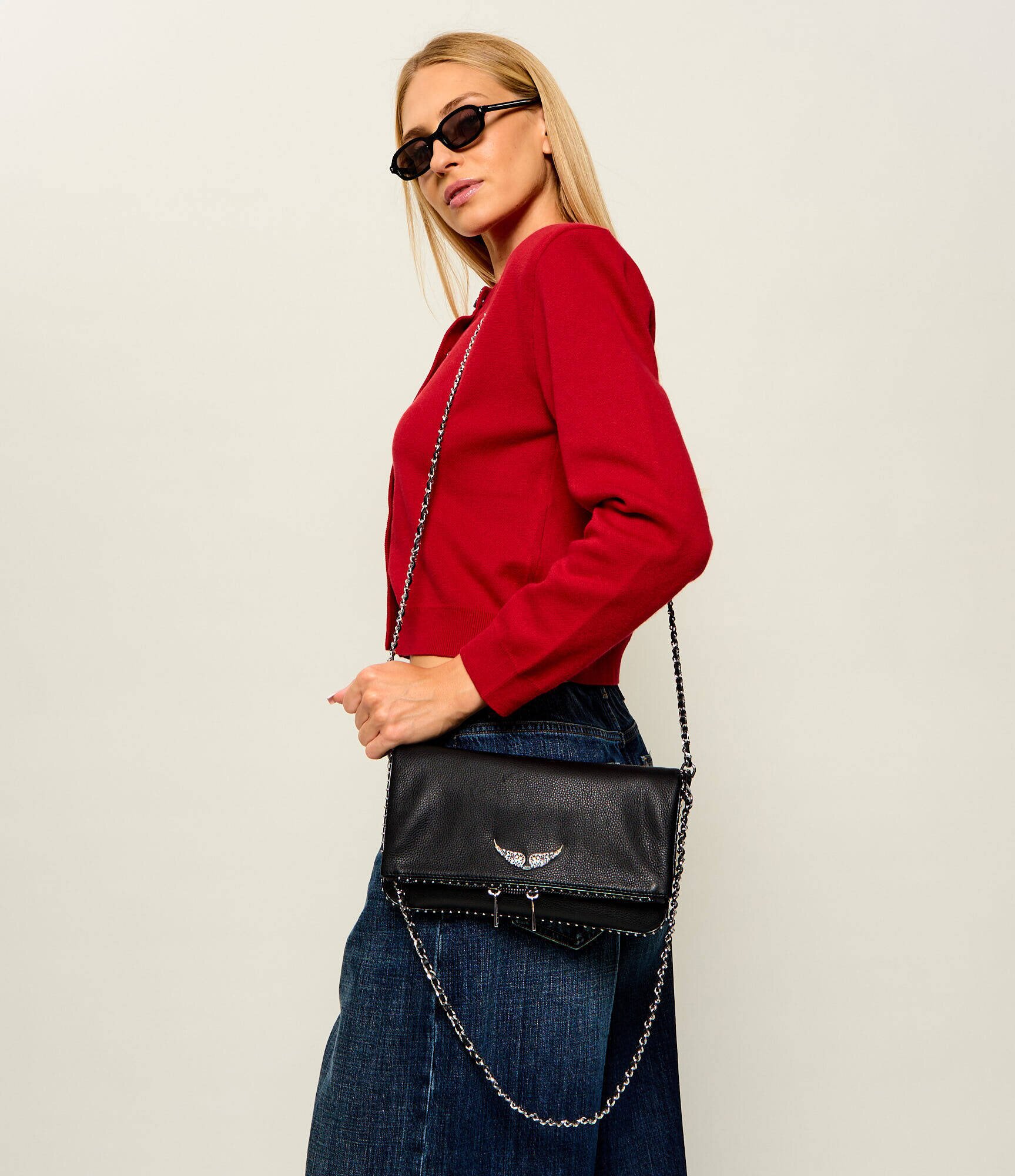 Zadig & Voltaire De piele geantă pe umăr ROCK GRAINED