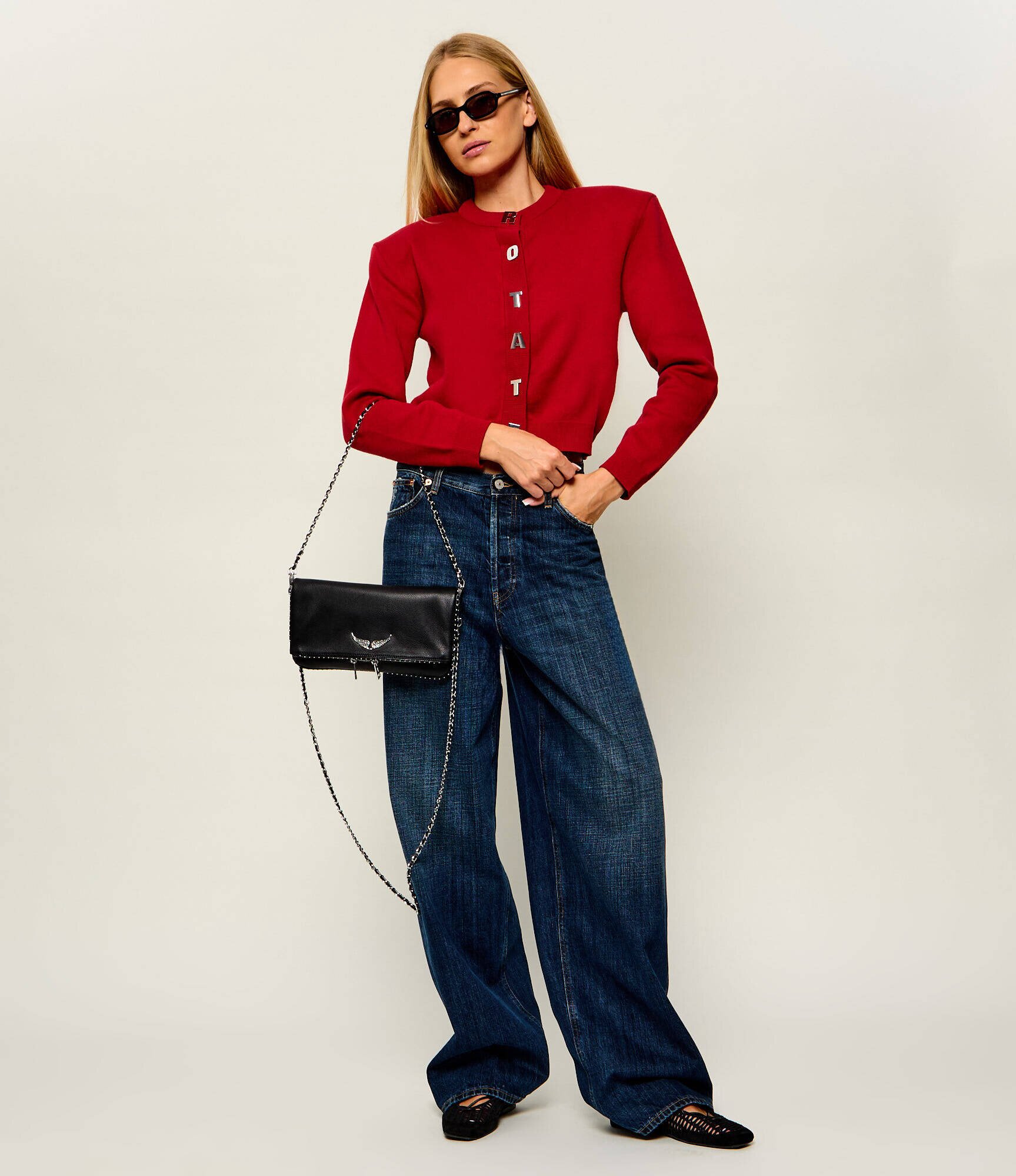Zadig & Voltaire De piele geantă pe umăr ROCK GRAINED