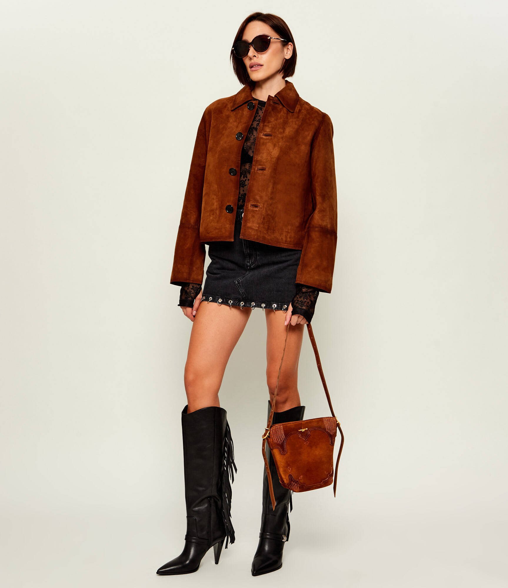 Zadig & Voltaire Geantă pe umăr Baby Jane Western | piele întoarsă