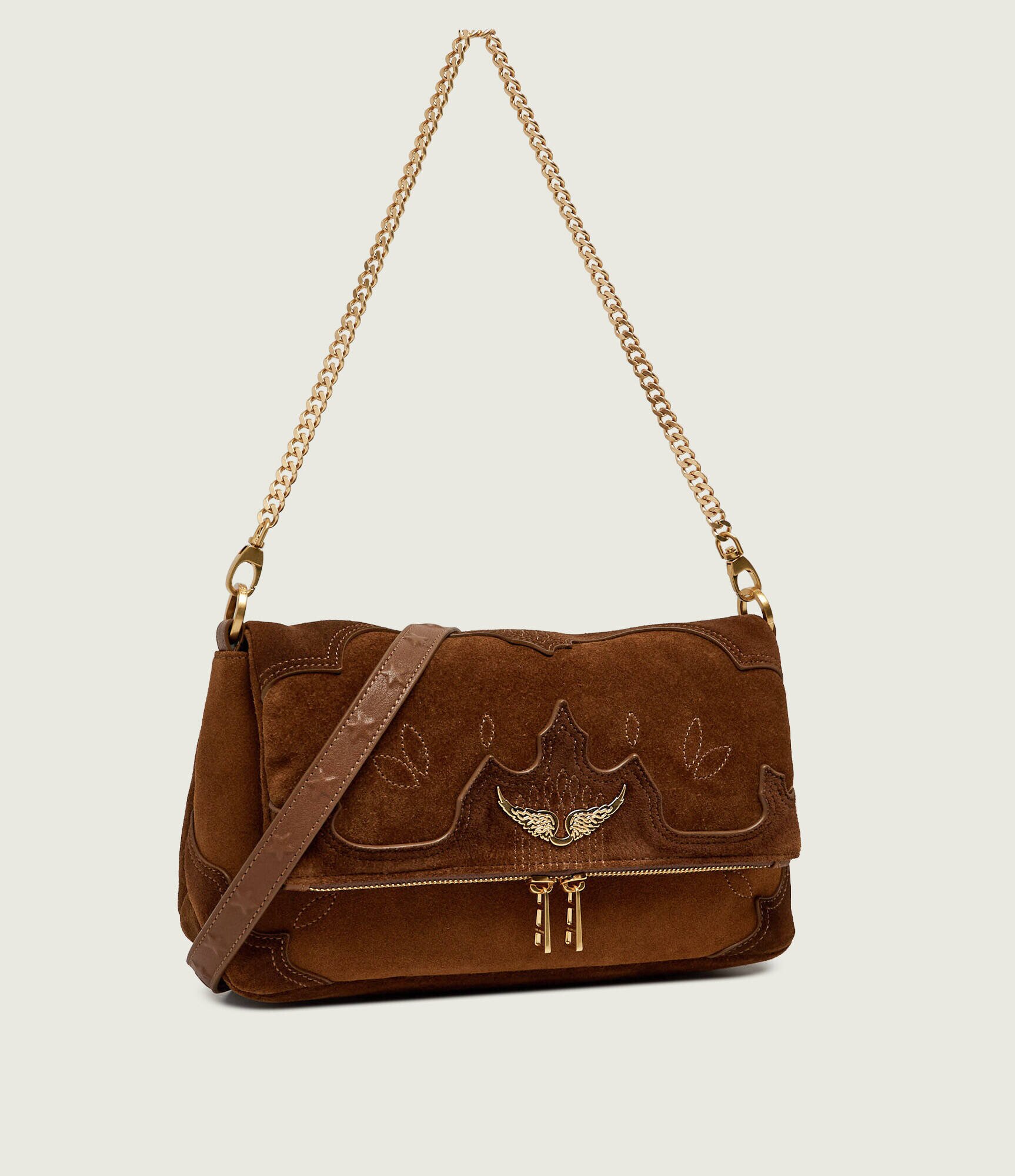 Zadig & Voltaire Geantă pe umăr Rocky II Western | piele întoarsă