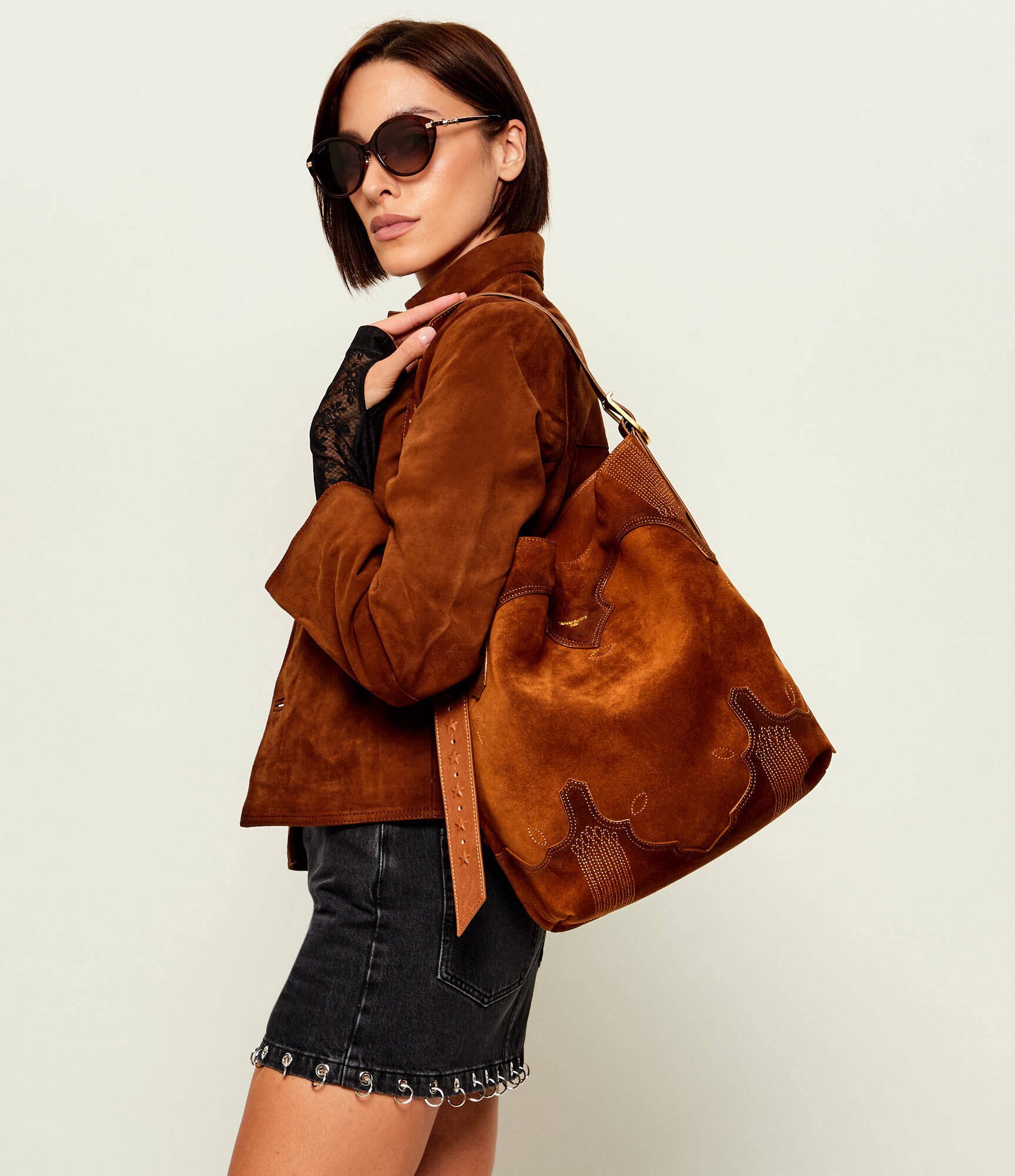 Zadig & Voltaire Geantă shopper Jane Western | piele întoarsă