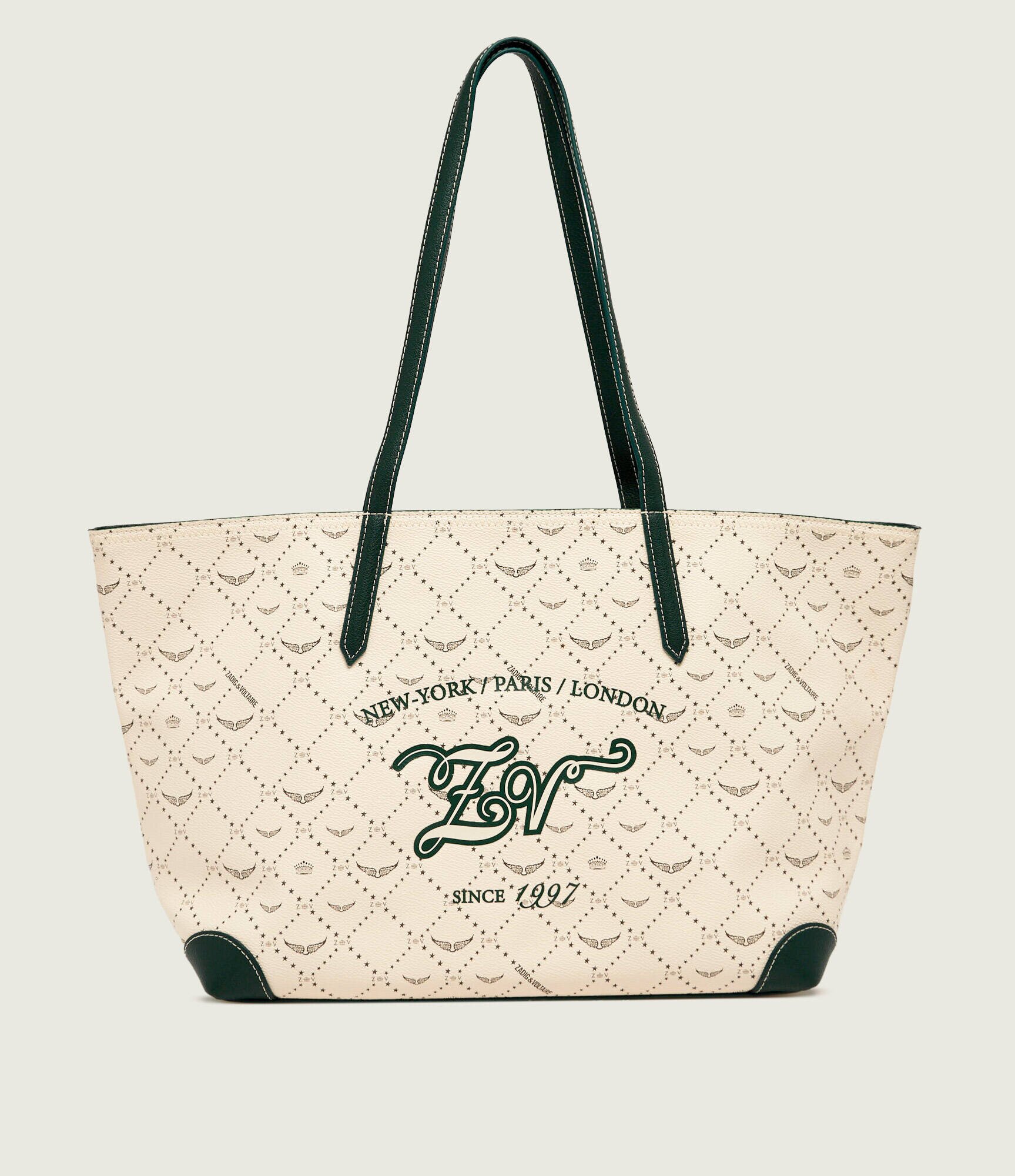 Zadig & Voltaire Geantă shopper Monogram Tennis cu adaos de piele