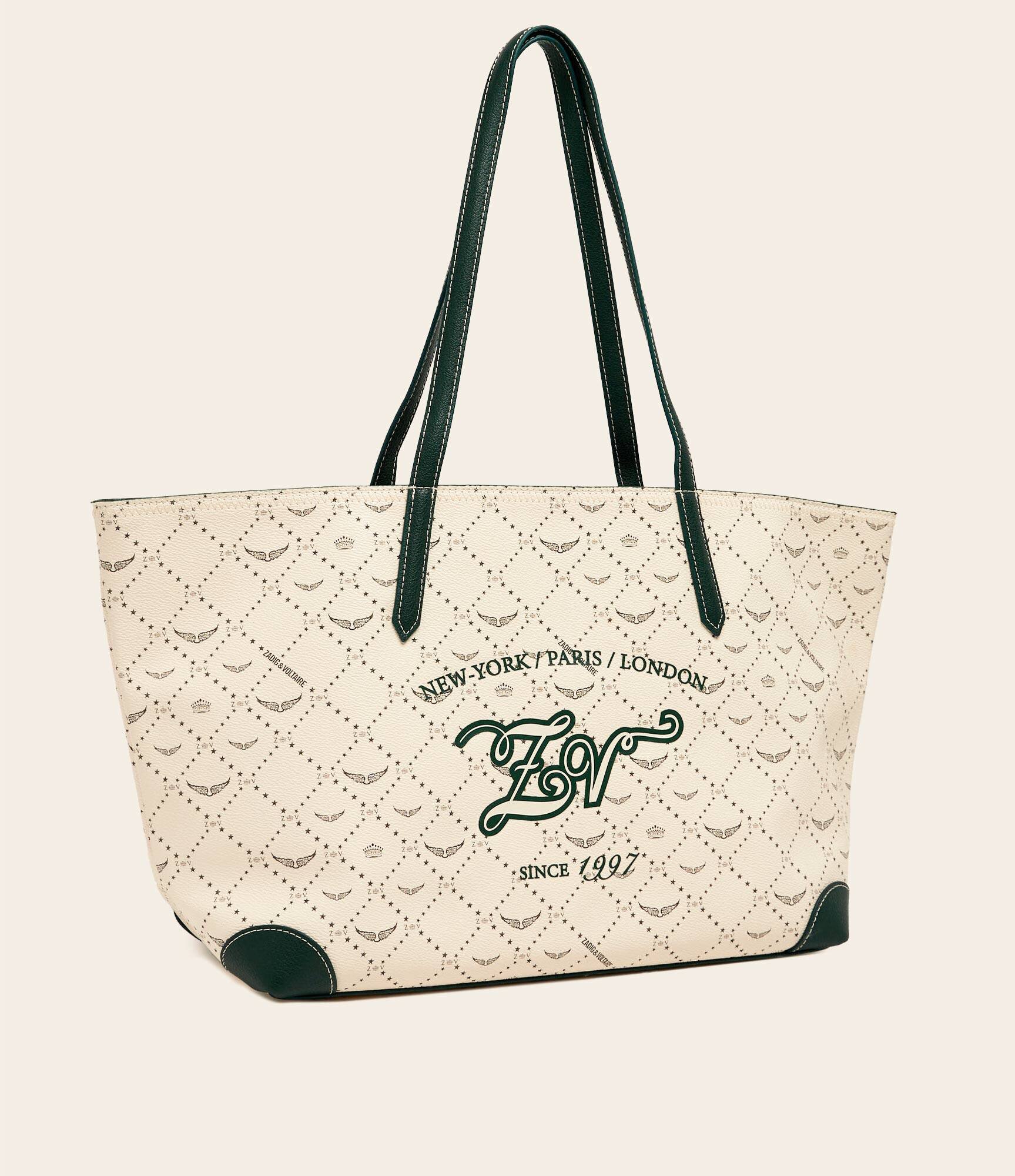 Zadig & Voltaire Geantă shopper Monogram Tennis cu adaos de piele