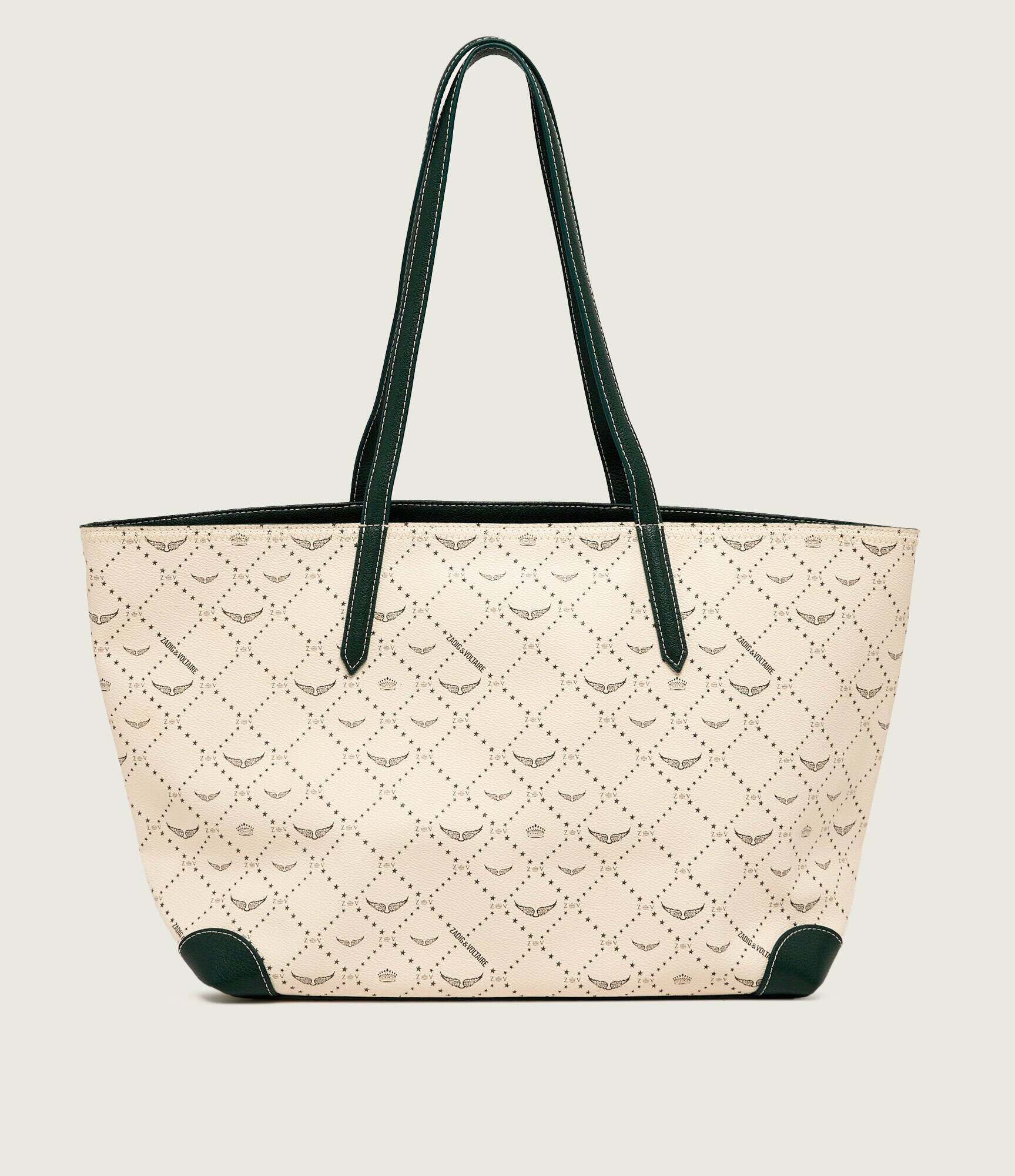 Zadig & Voltaire Geantă shopper Monogram Tennis cu adaos de piele
