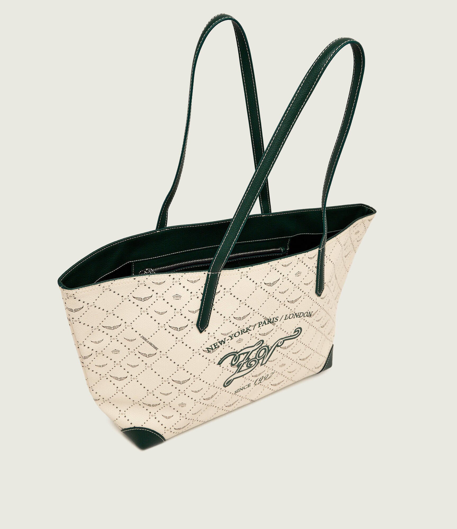 Zadig & Voltaire Geantă shopper Monogram Tennis cu adaos de piele