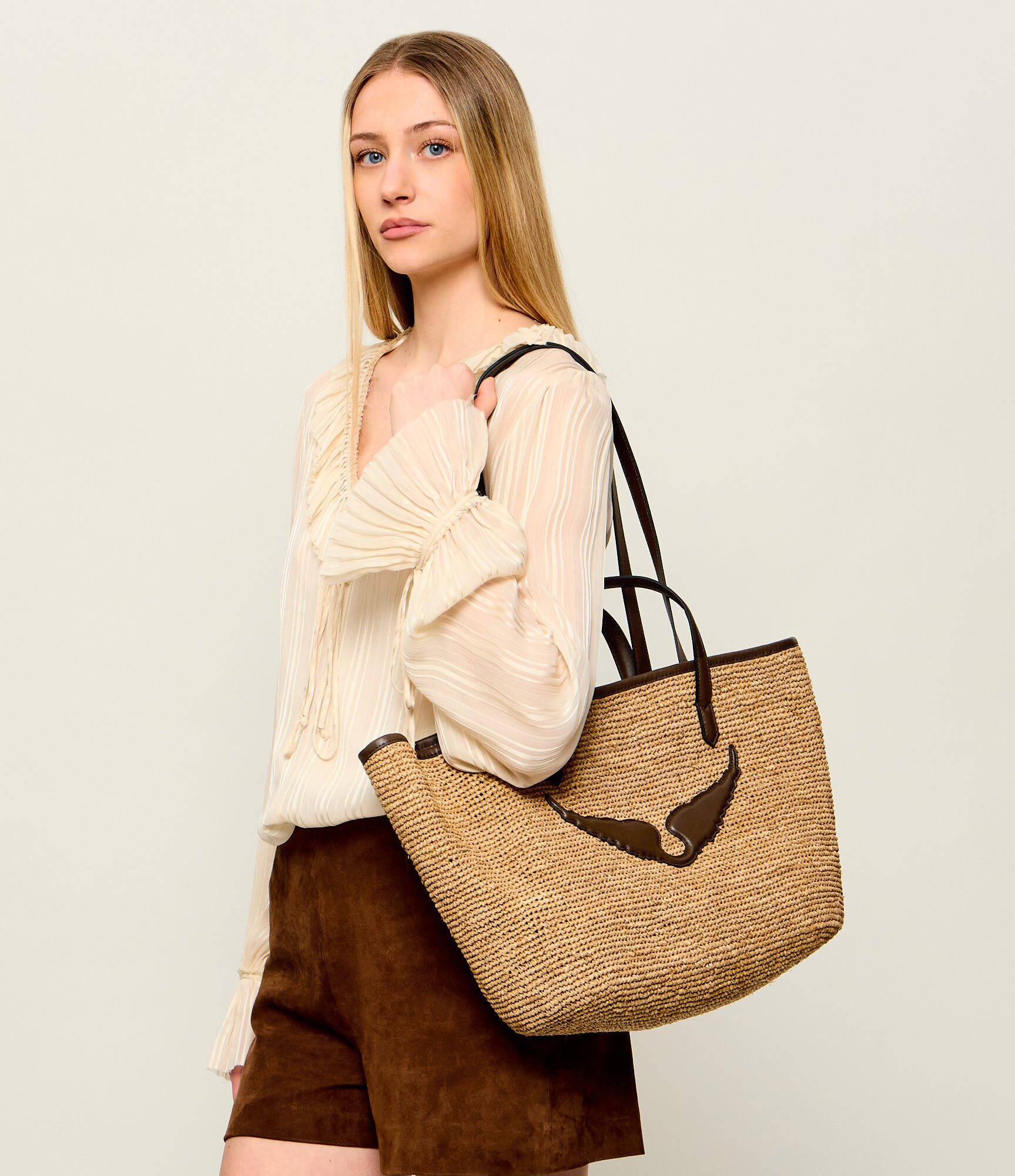 Zadig & Voltaire Geantă shopper WINGS cu adaos de piele