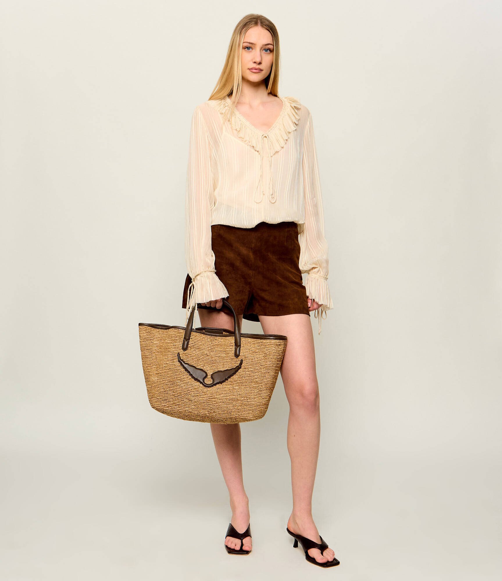 Zadig & Voltaire Geantă shopper WINGS cu adaos de piele
