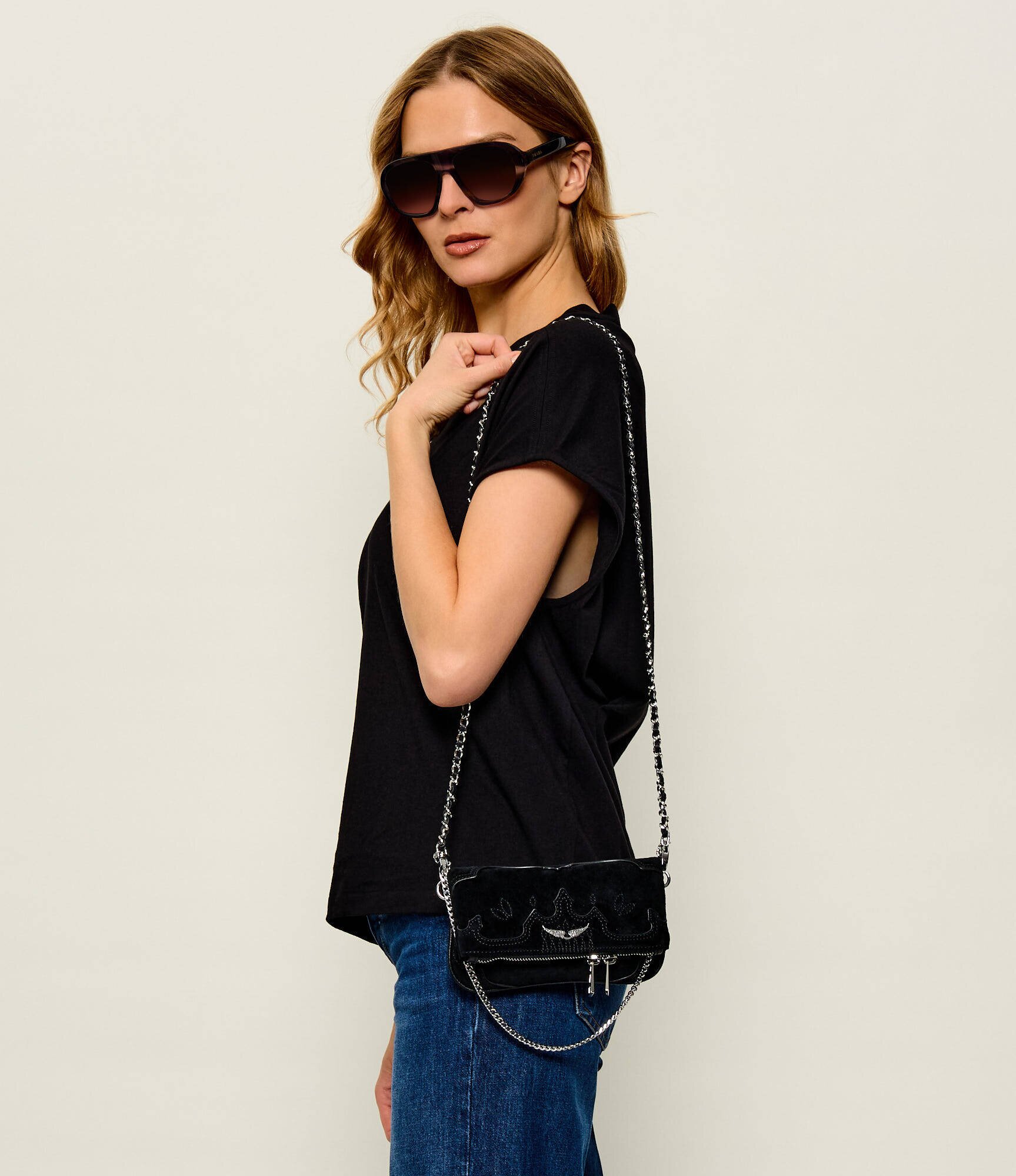 Zadig & Voltaire Poșetă plic Rock Mini | piele întoarsă