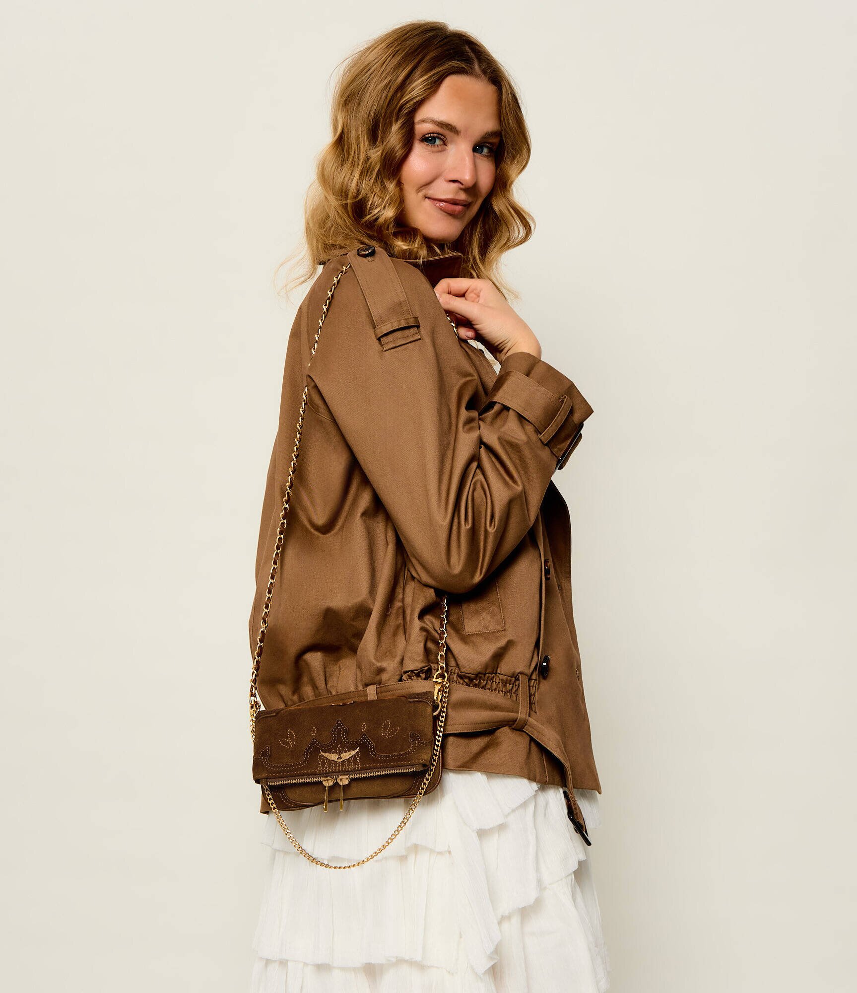 Zadig & Voltaire Poșetă plic Rock Mini | piele întoarsă
