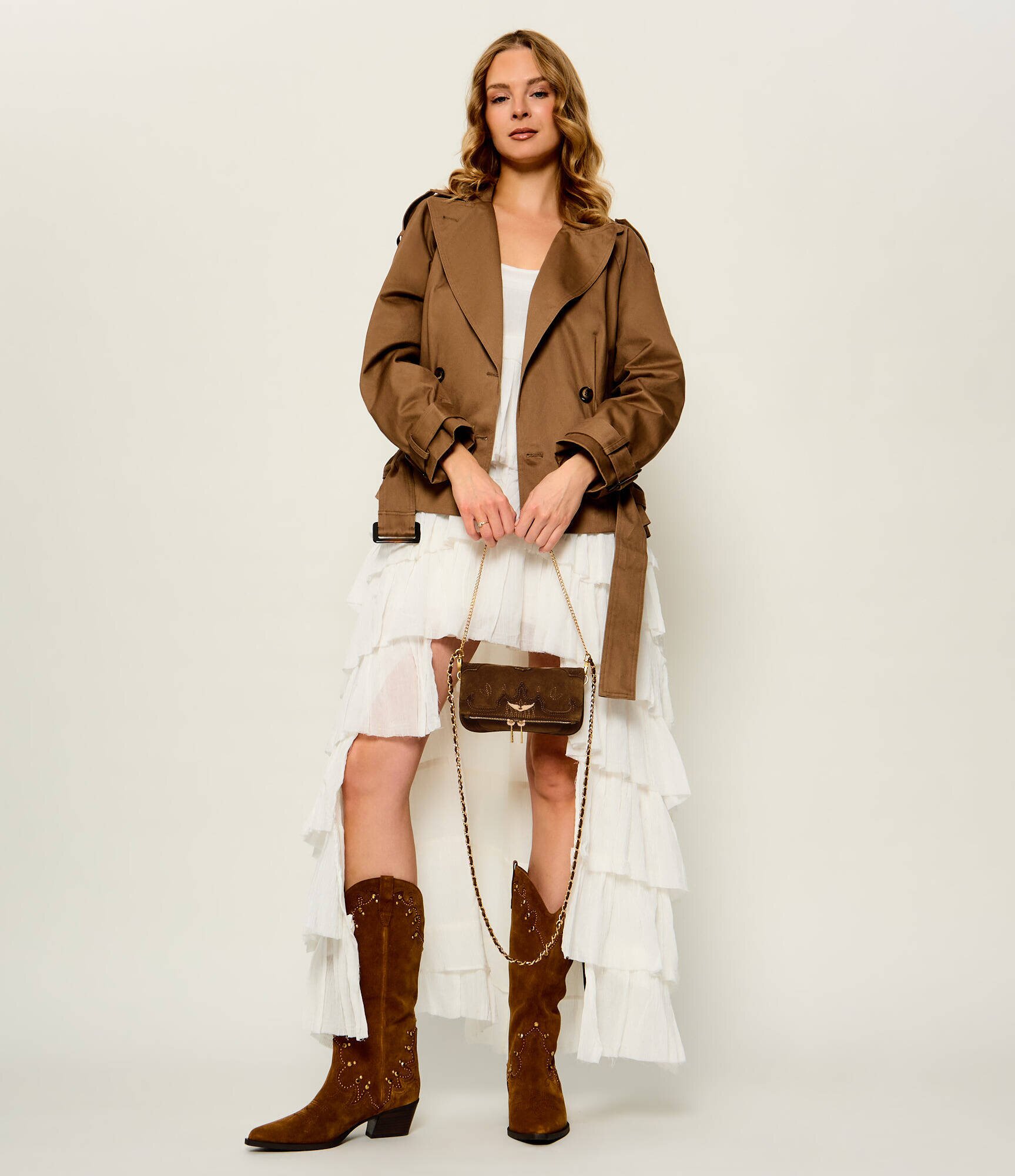 Zadig & Voltaire Poșetă plic Rock Mini | piele întoarsă