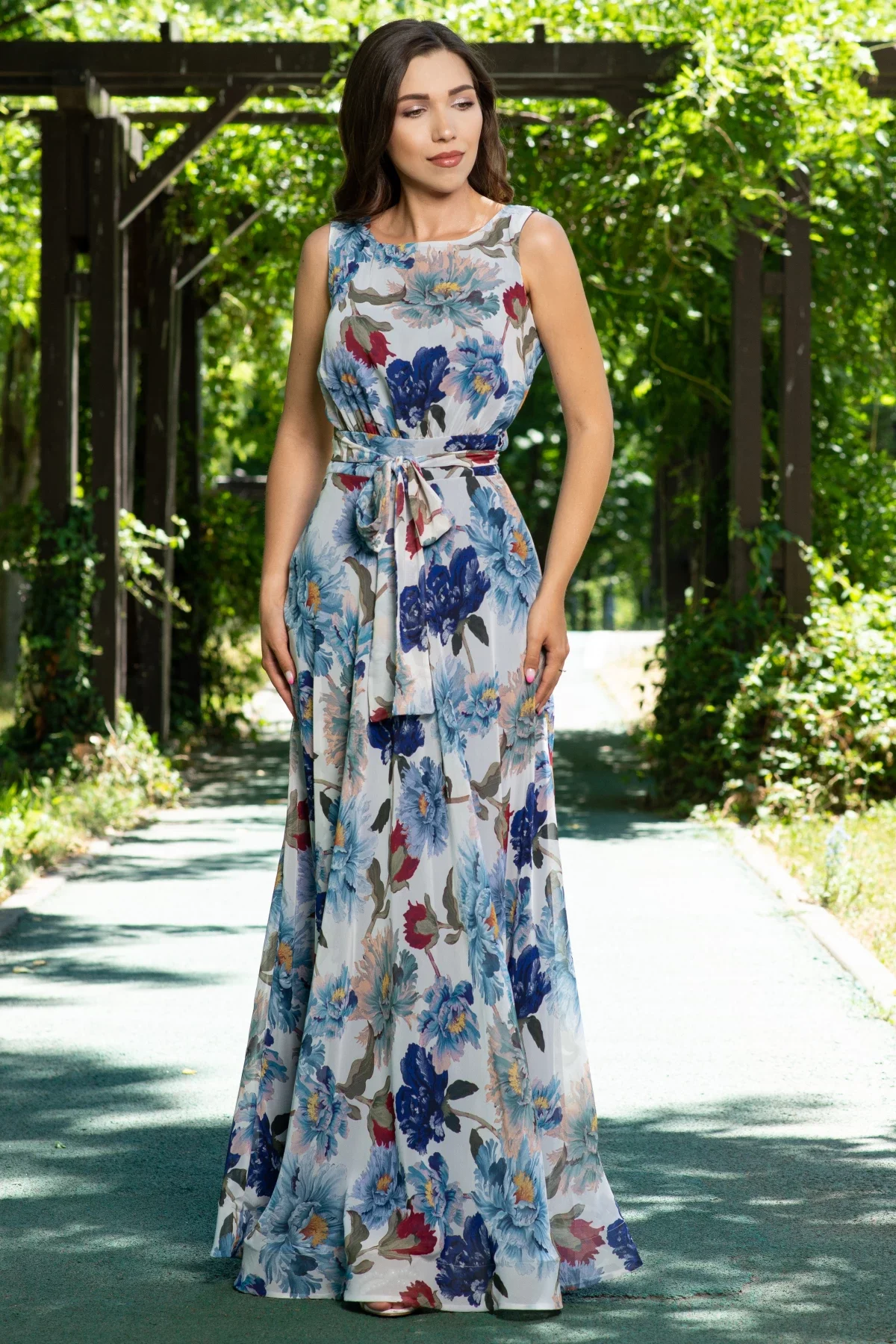 Effect Rochie de zi din voal fin lunga cu imprimeu floral