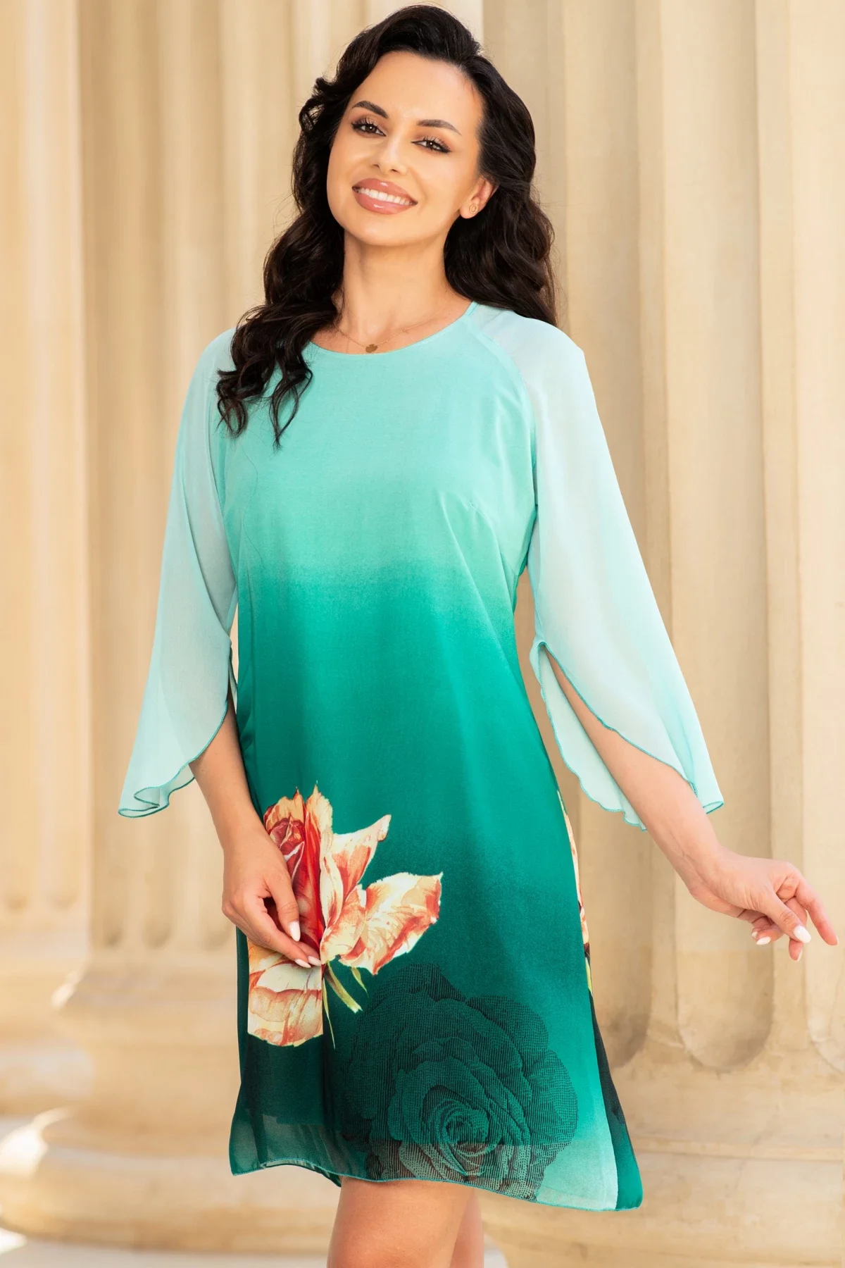 Ella Collection Rochie de zi verde din voal Serenity