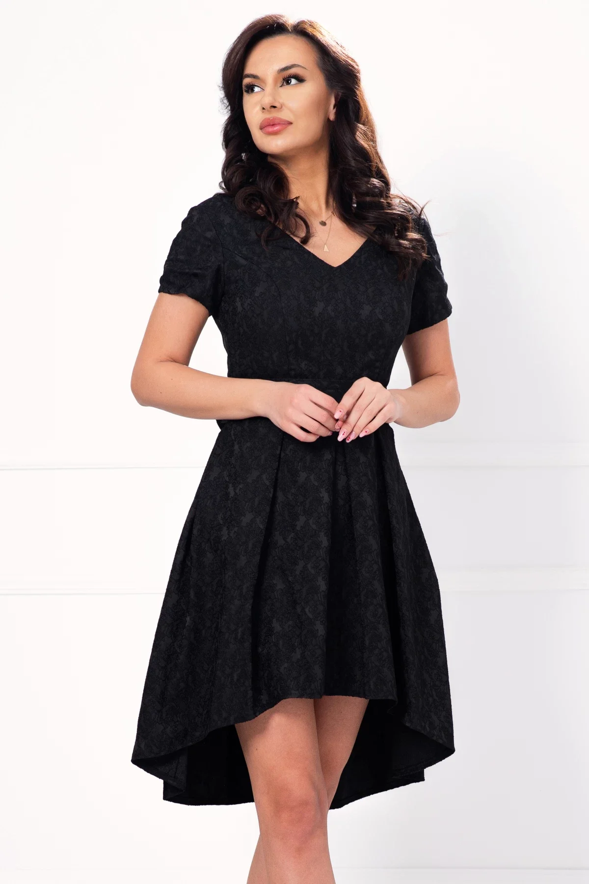 Ella Collection Rochie neagra asimetrica cu pliuri