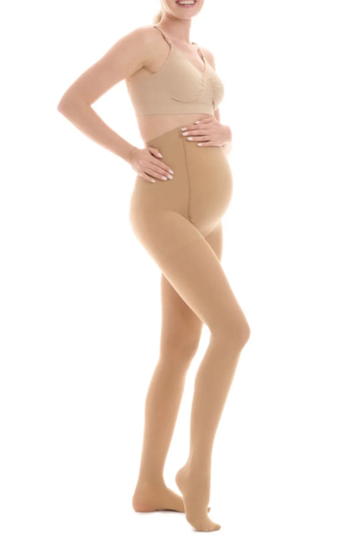 InPuff Dres gravida Materity Vizone din lycra bej 20 DEN