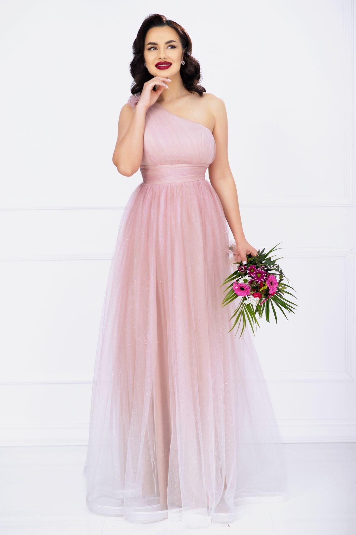 Josephine Rochie de seara Kendra lunga rose in degrade eleganta din tulle cu floare 3D