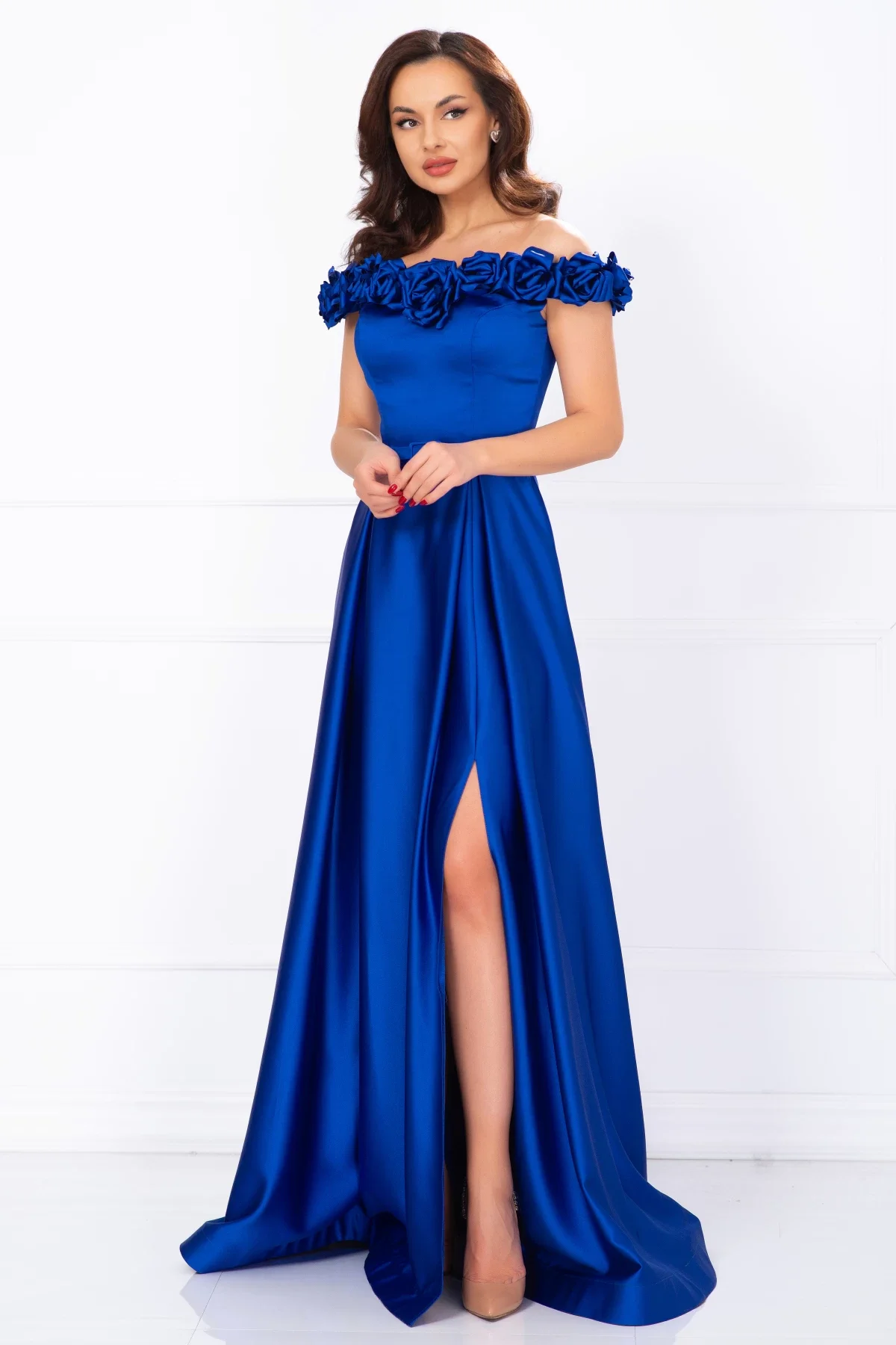 Josephine Rochie eleganta lunga Penelope royal cu trandafiri pretiosi