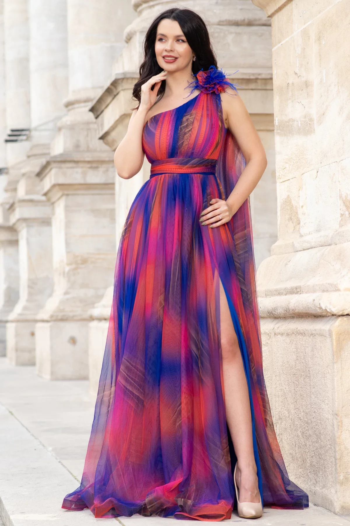 Josephine Rochie pretioasa royal cu imprimeu tip pictura
