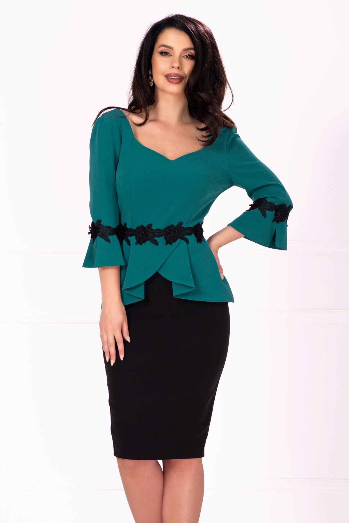 MBG Collection Rochie de ocazie bicolora cu insertii