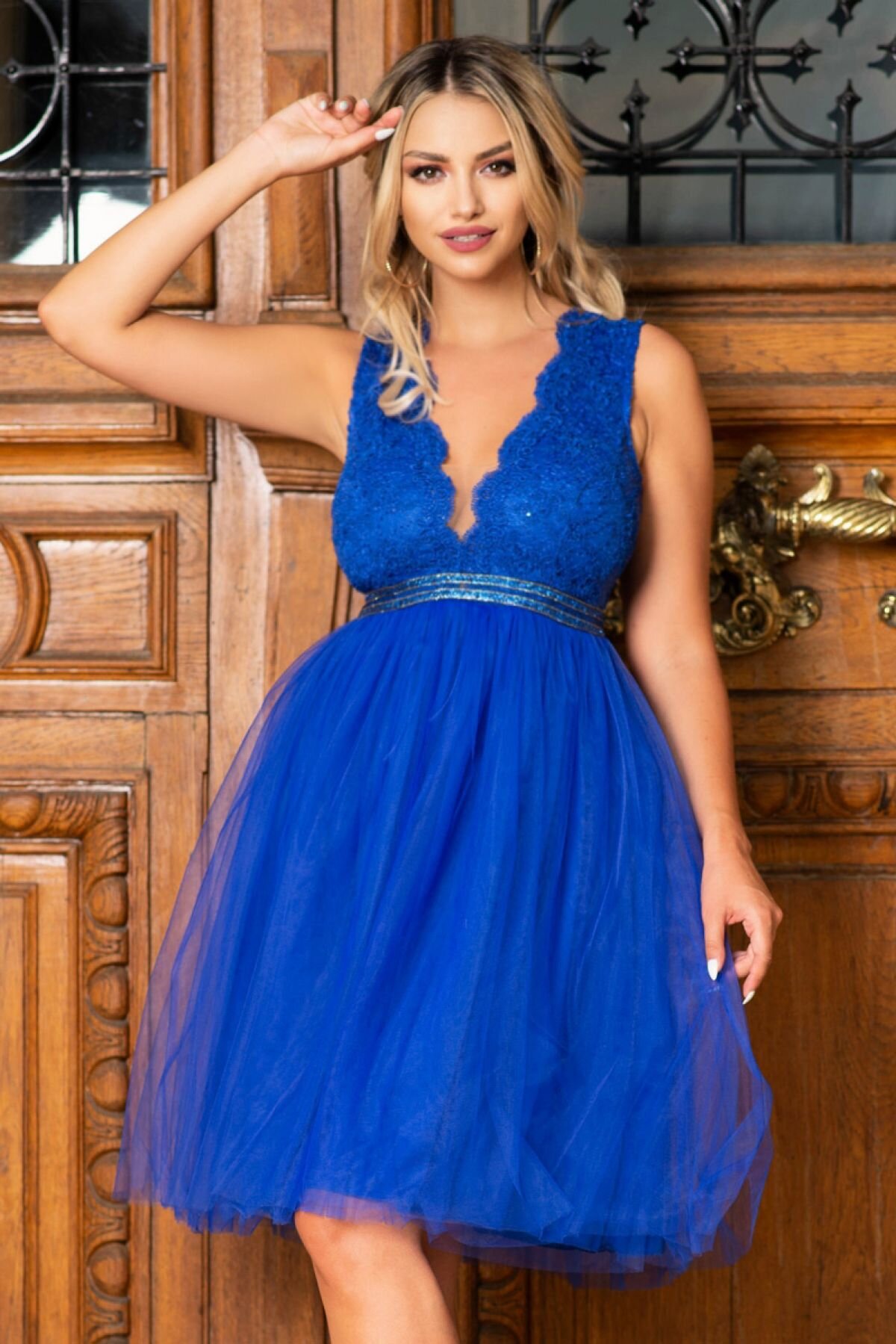 MBG Collection Rochie MBG de ocazie albastru electric baby doll