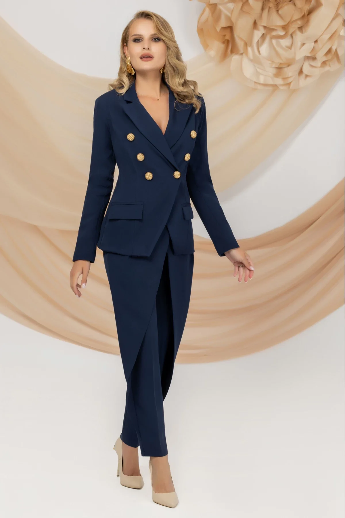 Pretty Girl Pantaloni bleumarin cu design tip lalea