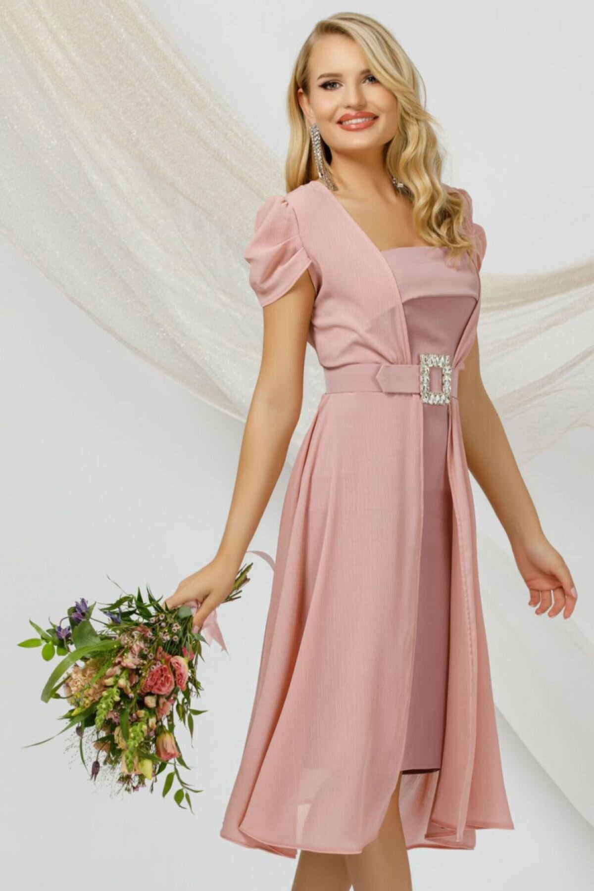 Pretty Girl Rochie de ocazie eleganta rose din doua piese