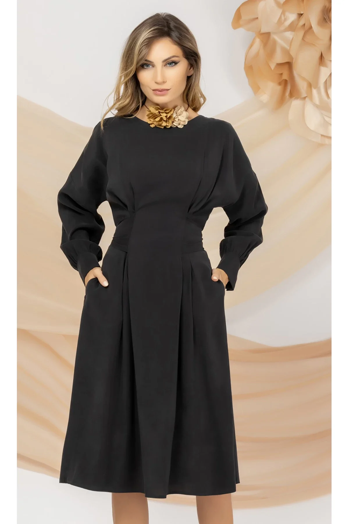 Pretty Girl Rochie neagra de zi din Lyocell