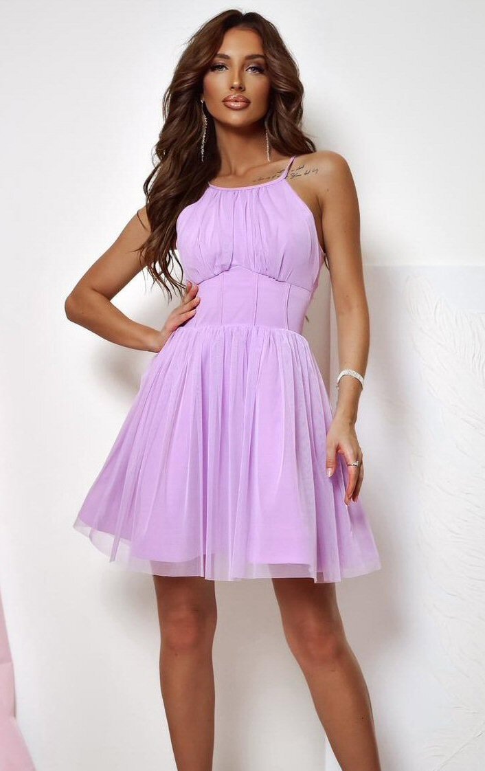 A&M Rochie baby doll scurta din tulle lila SindiW