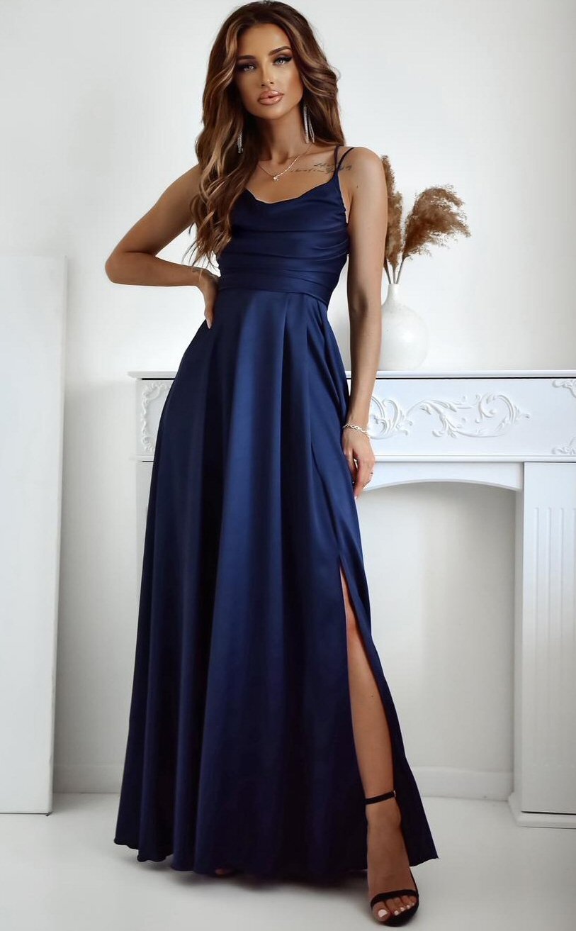 A&M Rochie de ocazie lunga bleumarin navy cu bust tip corset ValeriaW