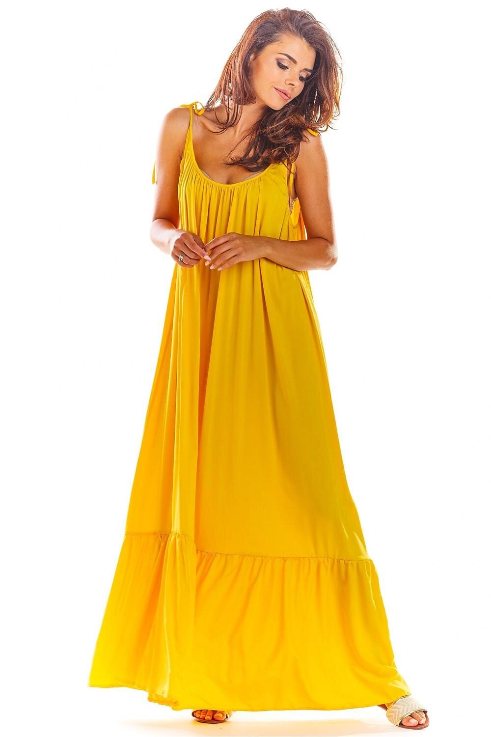 AWAMA Rochie de vara lunga galbena vaporoasa oversize Francina