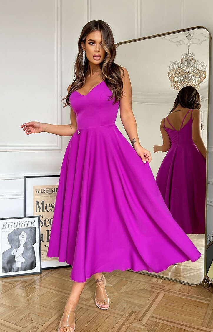 Bicotone Rochie midi in clos bishop retro Fabiola
