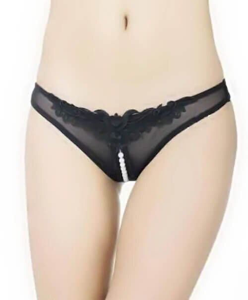  Chilot de dama dantela neagra si margelute Alessandra