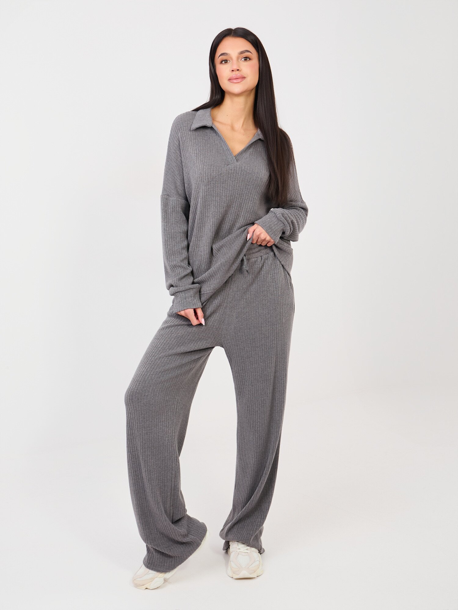 FactoryPrice Compleu dama tricotat din agora gri Mikaela