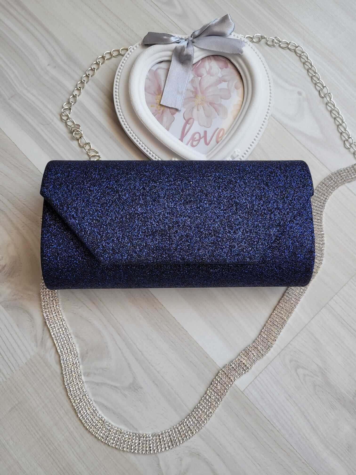  Geanta plic bleumarin glitter Glamy