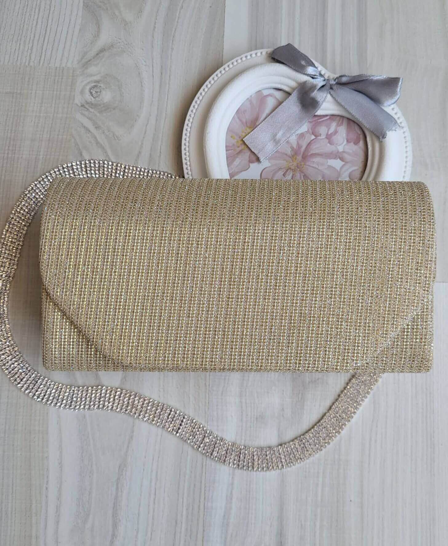  Geanta plic glitter auriu Diamond