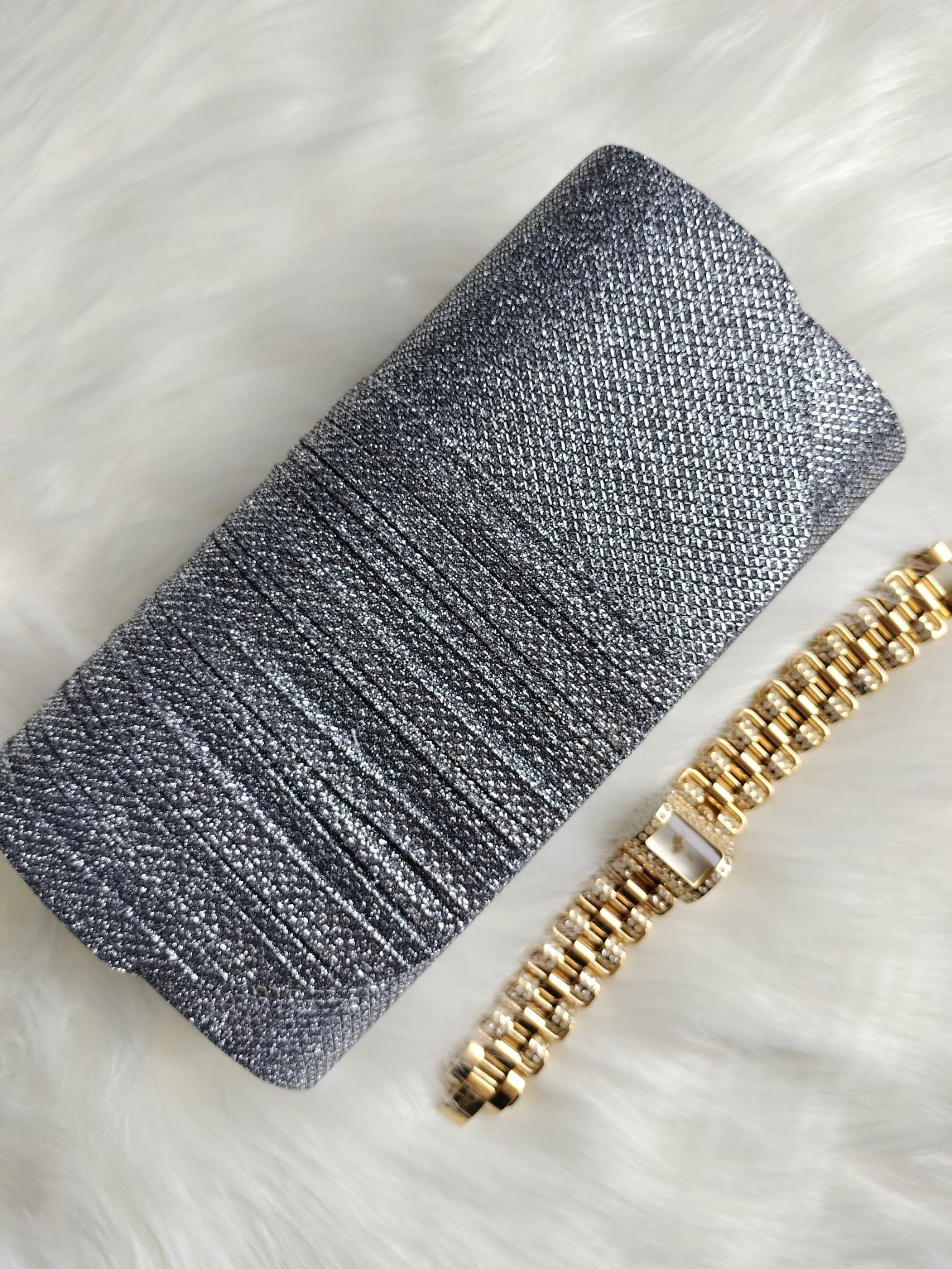  Geanta plic gri cu glitter Deema