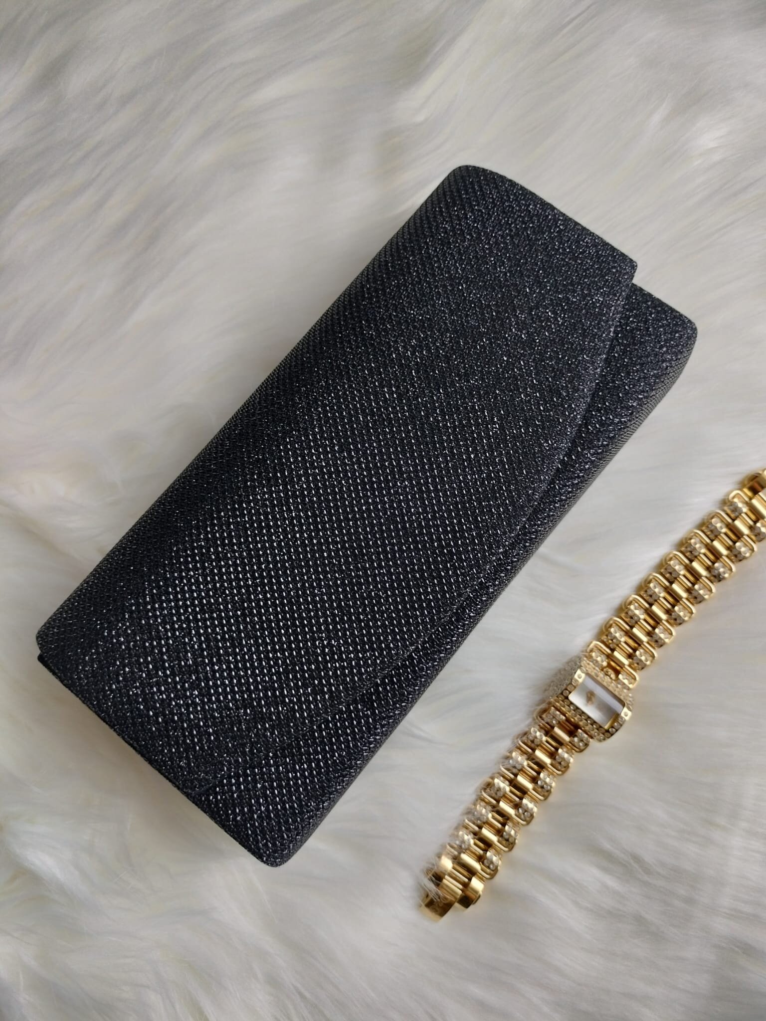  Geanta plic negru cu glitter Ayne