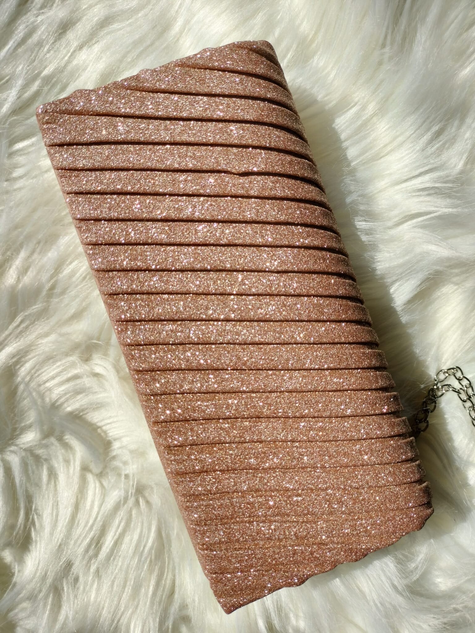  Geanta plic roz sampanie glitter Dazzling