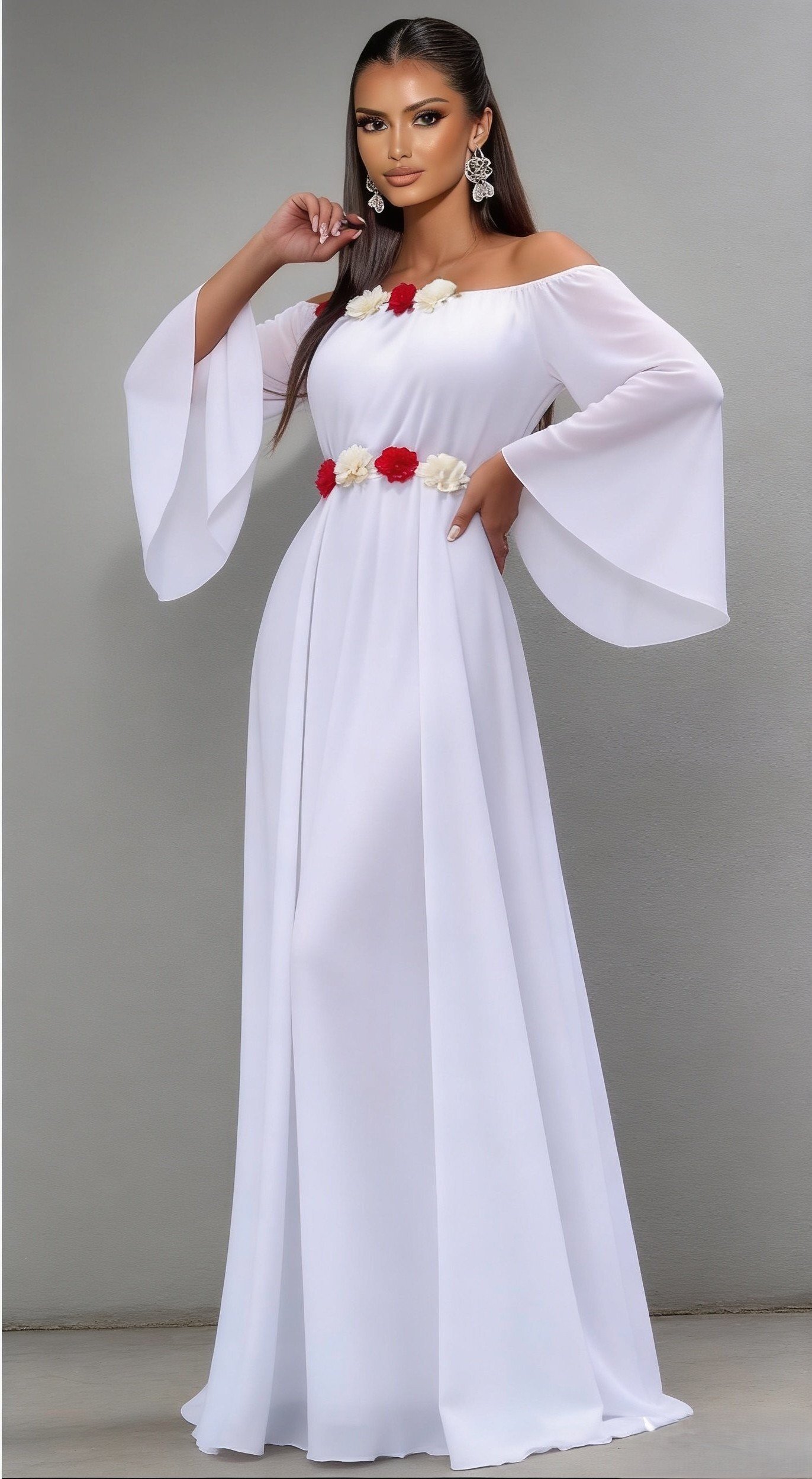 JojoFashion Rochie cununie civila alba lunga din voal AngelD